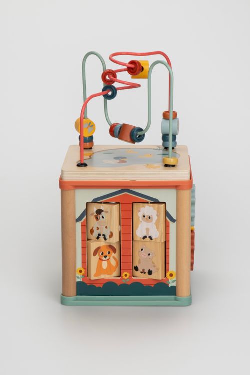 MOKIDA TOYS Drewniana kostka edukacyjna 5 w 1 rozmiar ONE SIZE kolor wielokolorowy dla Dziecka