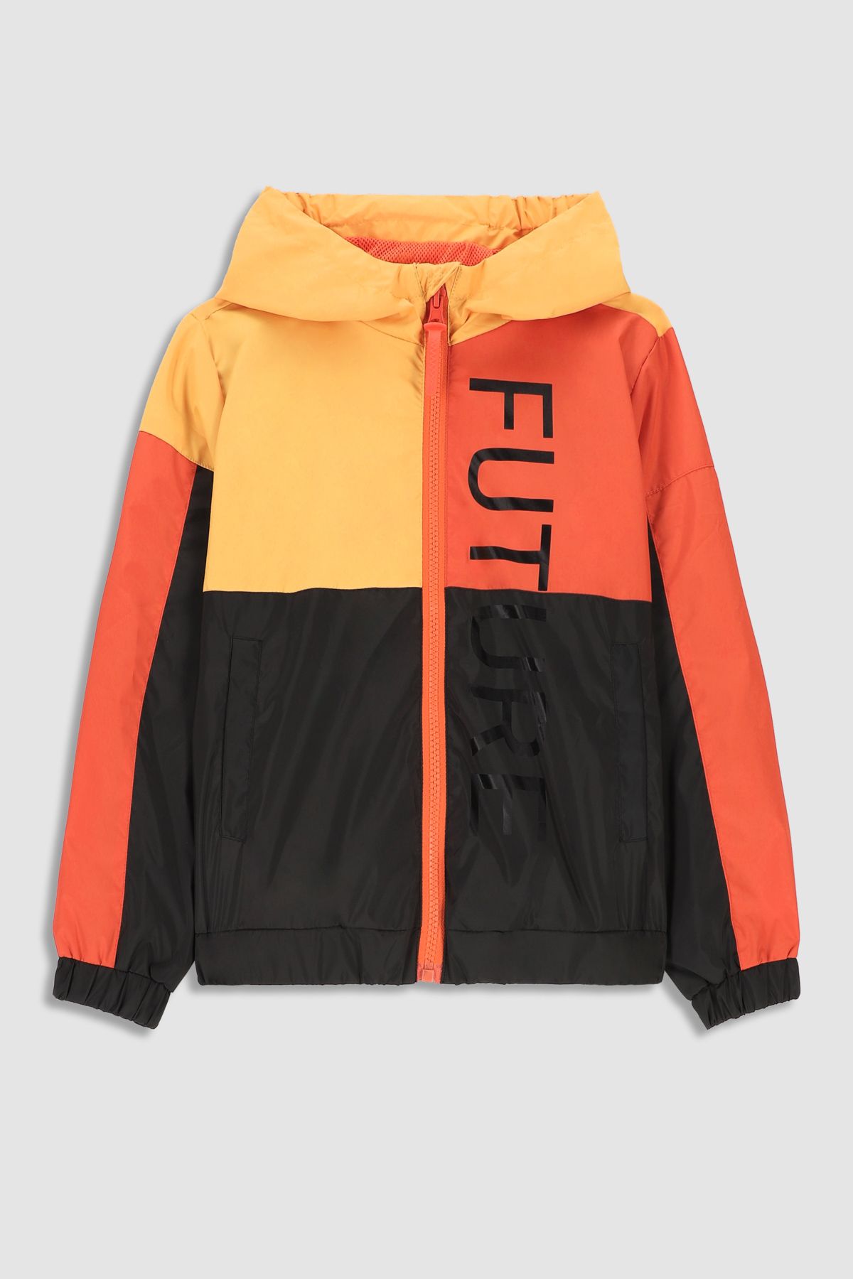 Jacket with lining multicolored with hood and reflective