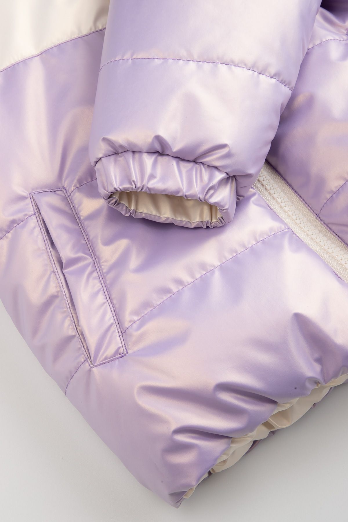 Jachetă cu două fețe multicolor, matlasat, cu glugă - 5