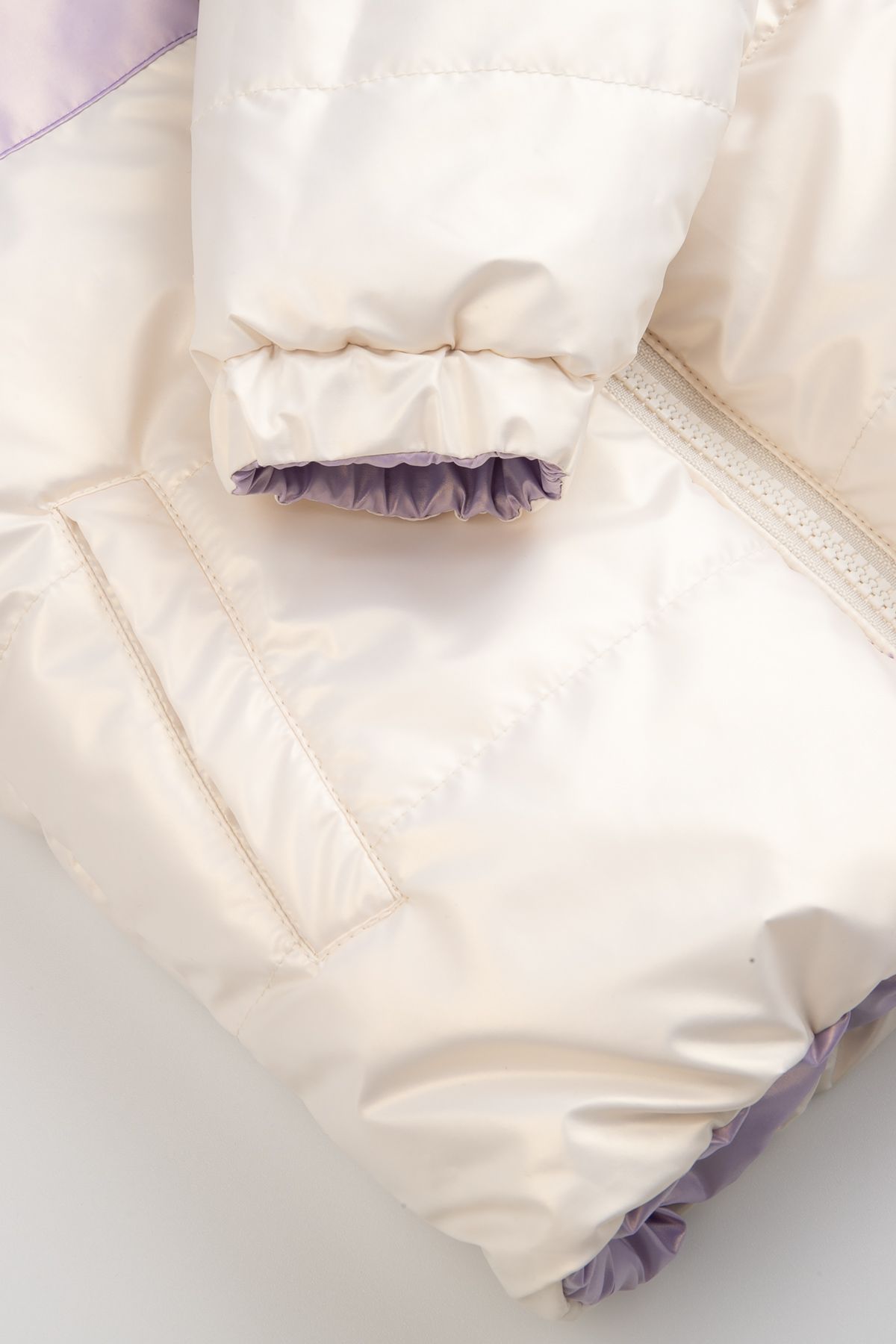 Jachetă cu două fețe multicolor, matlasat, cu glugă - 6