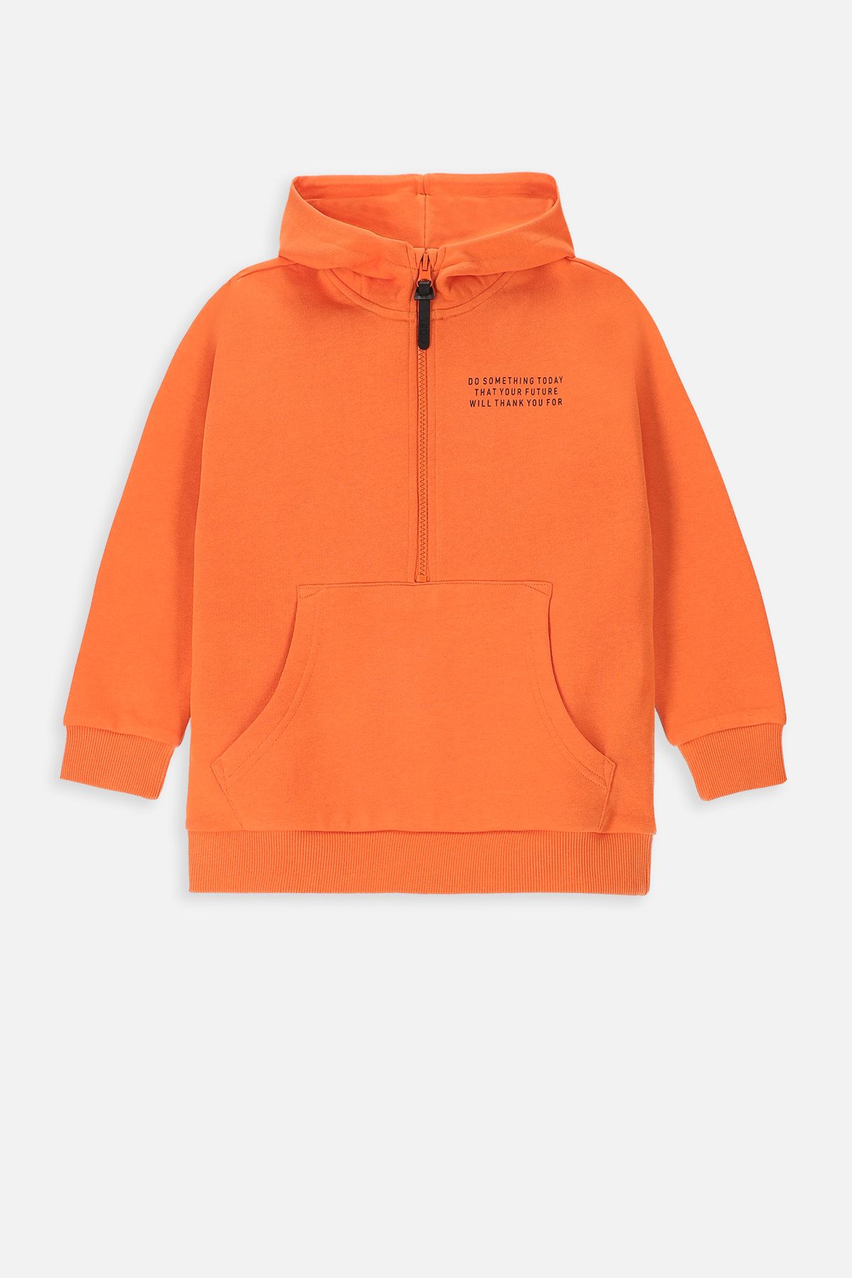 Sweatshirt orange with hood and kangaroo pocket - Coccodrillo