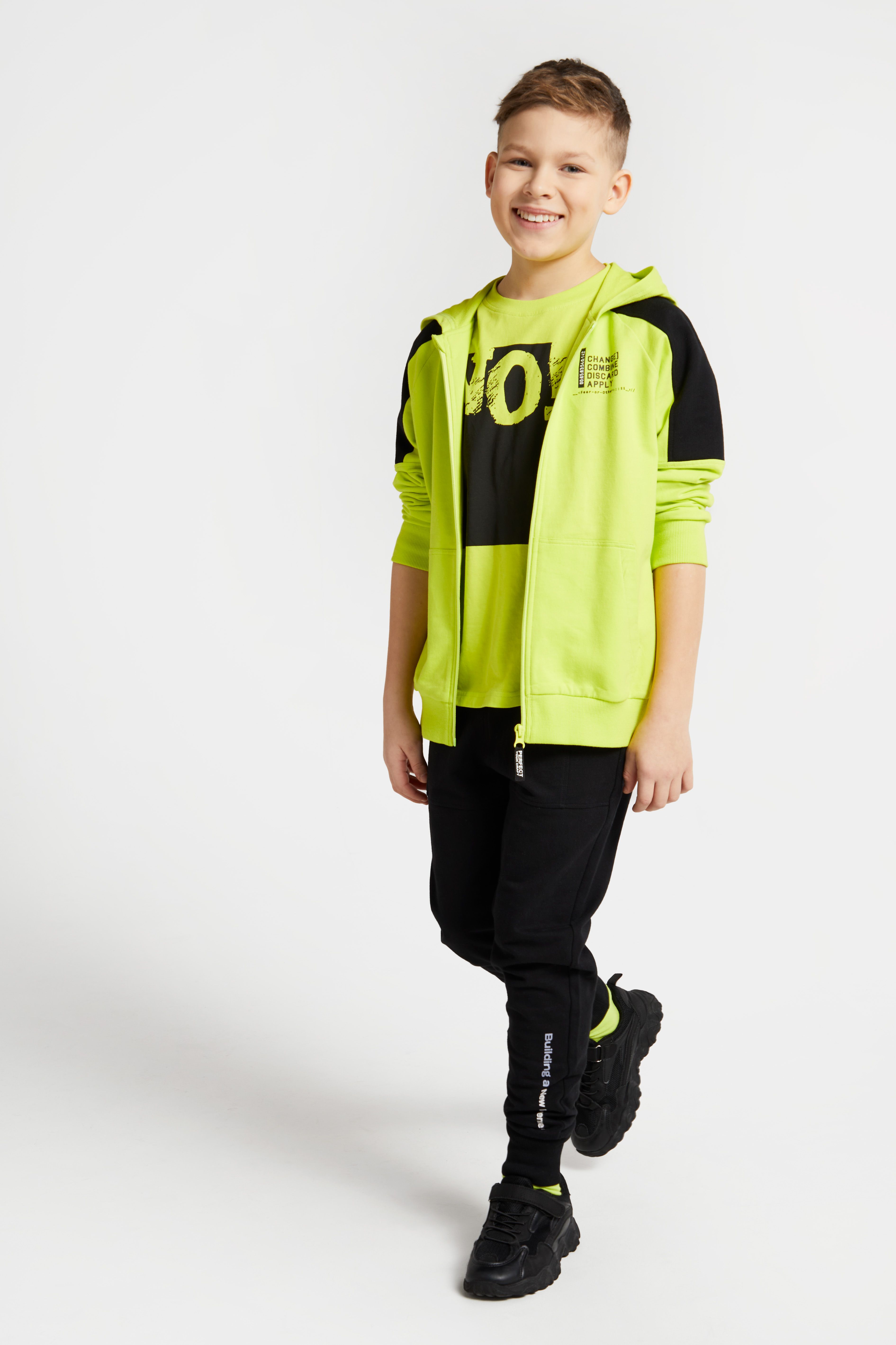 Bluza rozpinana limonkowa z kapturem - Coccodrillo