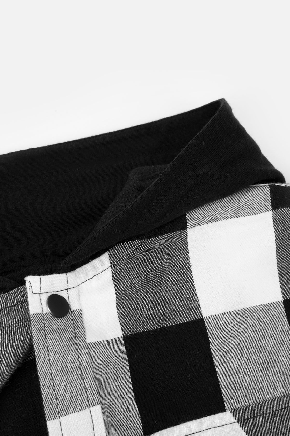 【SATIIIZ】Ruckle Vintage Printed Warmer Long Sleeve Shirt with long sleeves multicolored checkered with a hood