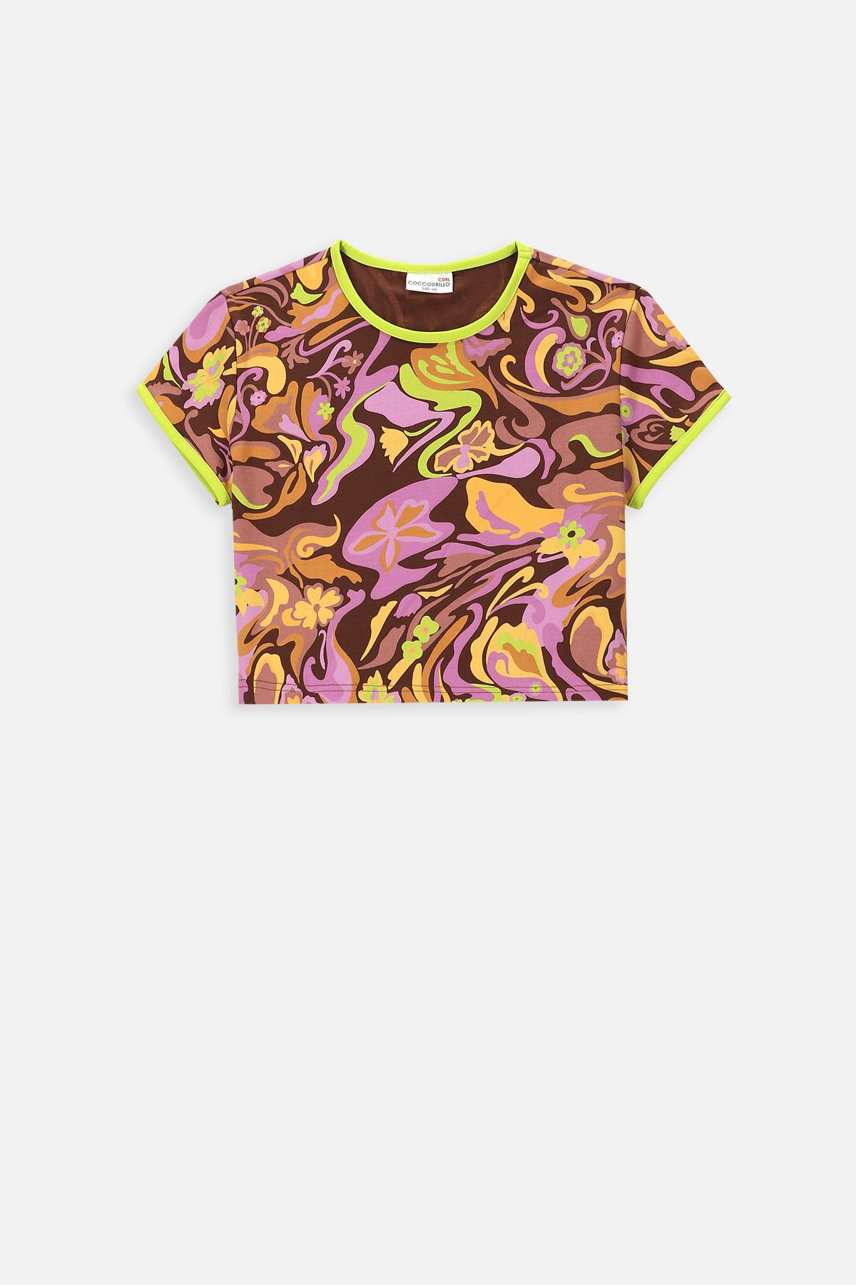 T-shirt z krótkim rękawem wielokolorowy o krótszym fasonie