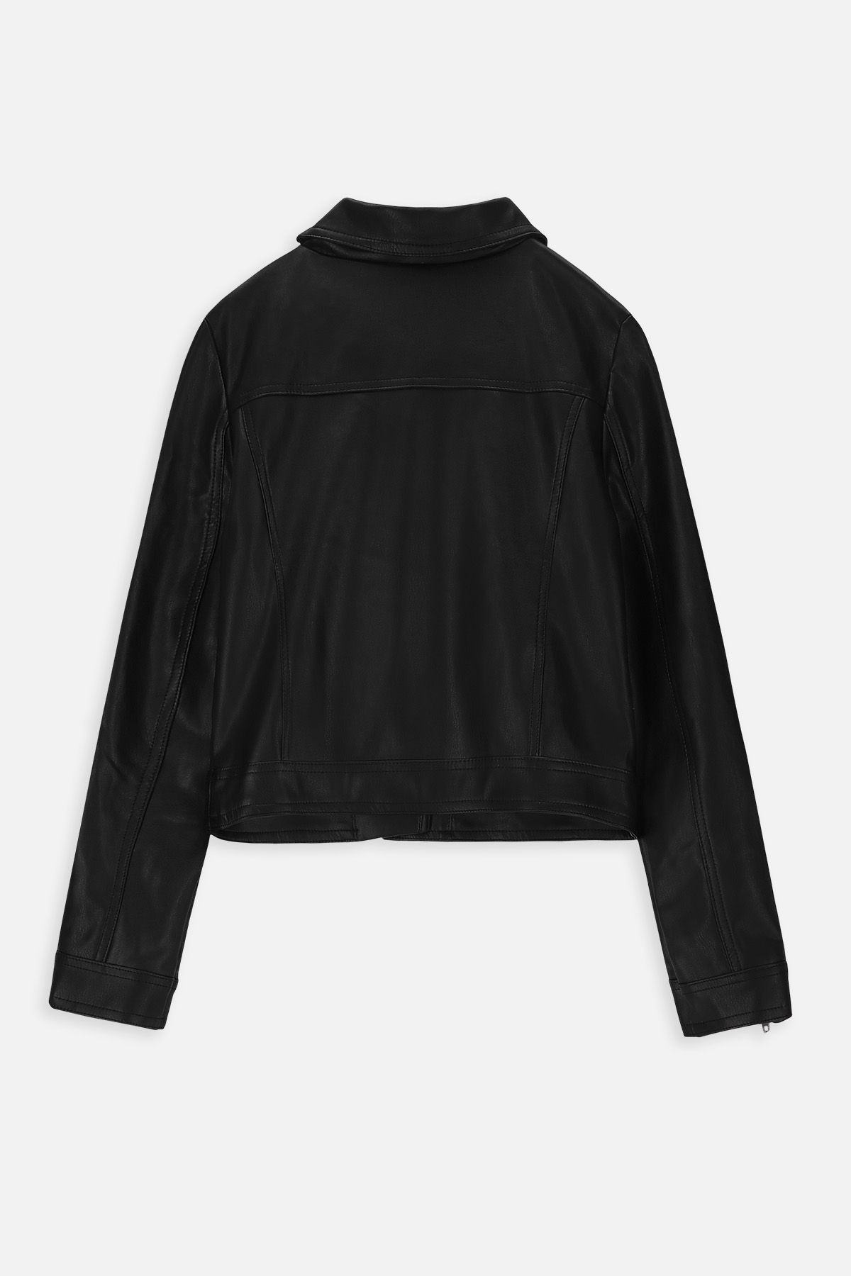 Imitation leather jacket black with collar - Coccodrillo
