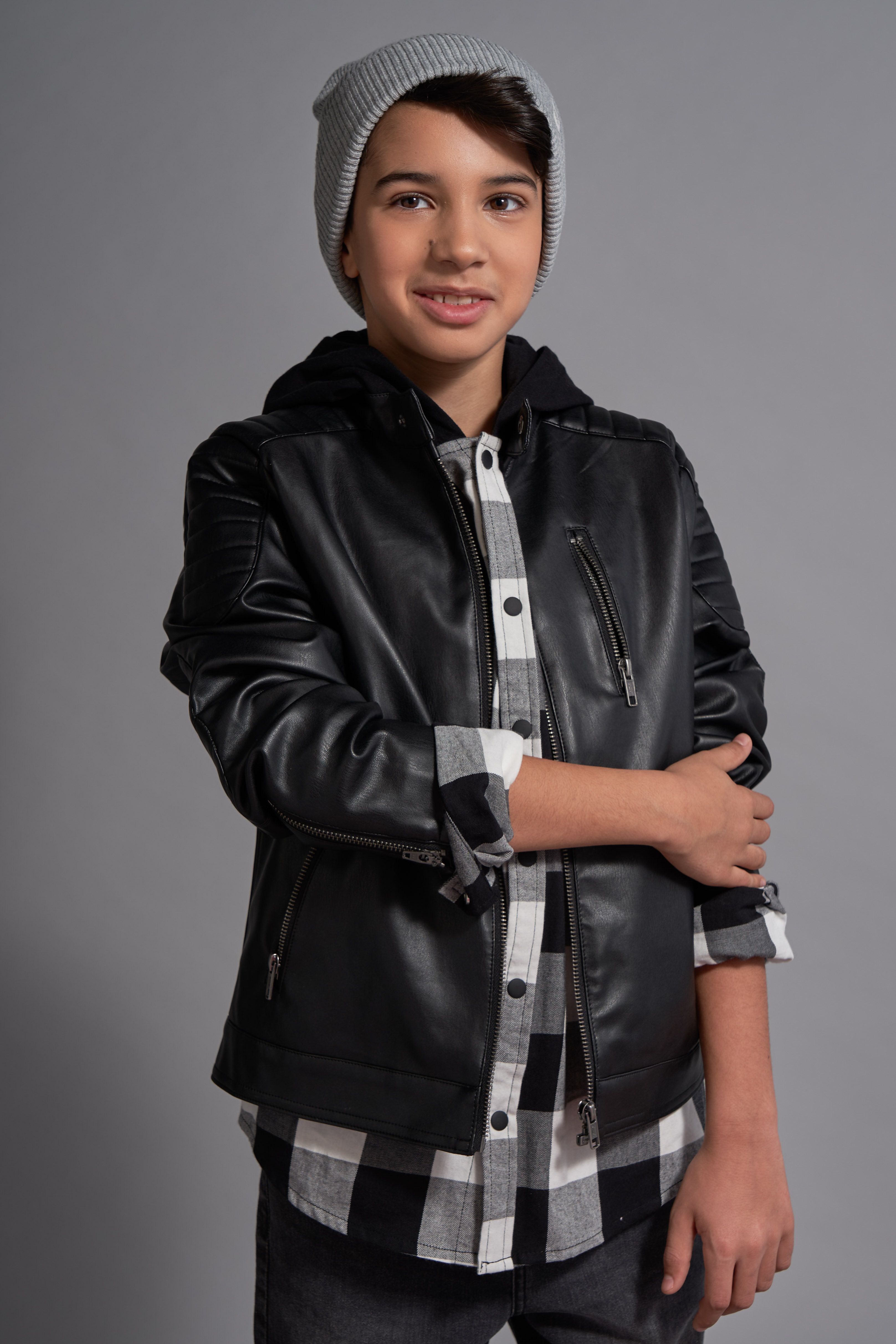 Imitation leather jacket black with pockets - Coccodrillo