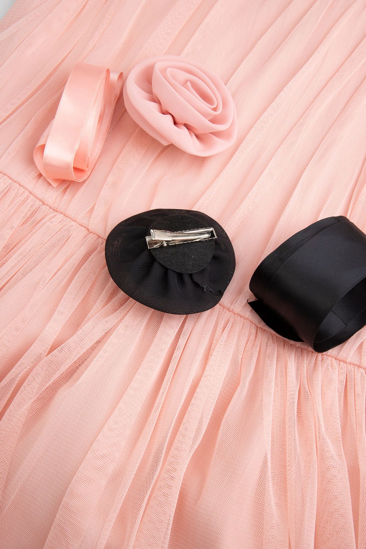 Tulle dress Pink Dress with Ruffle and Decorative Belt - Coccodrillo