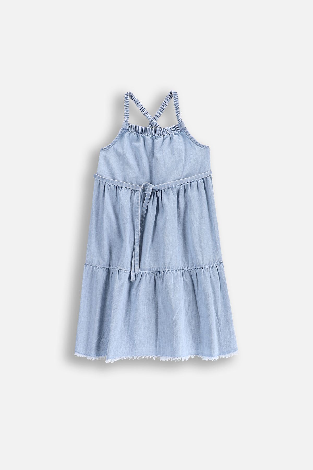 Jeanskleid Blaues ausgestelltes Kleid mit dekorativem Anhänger
