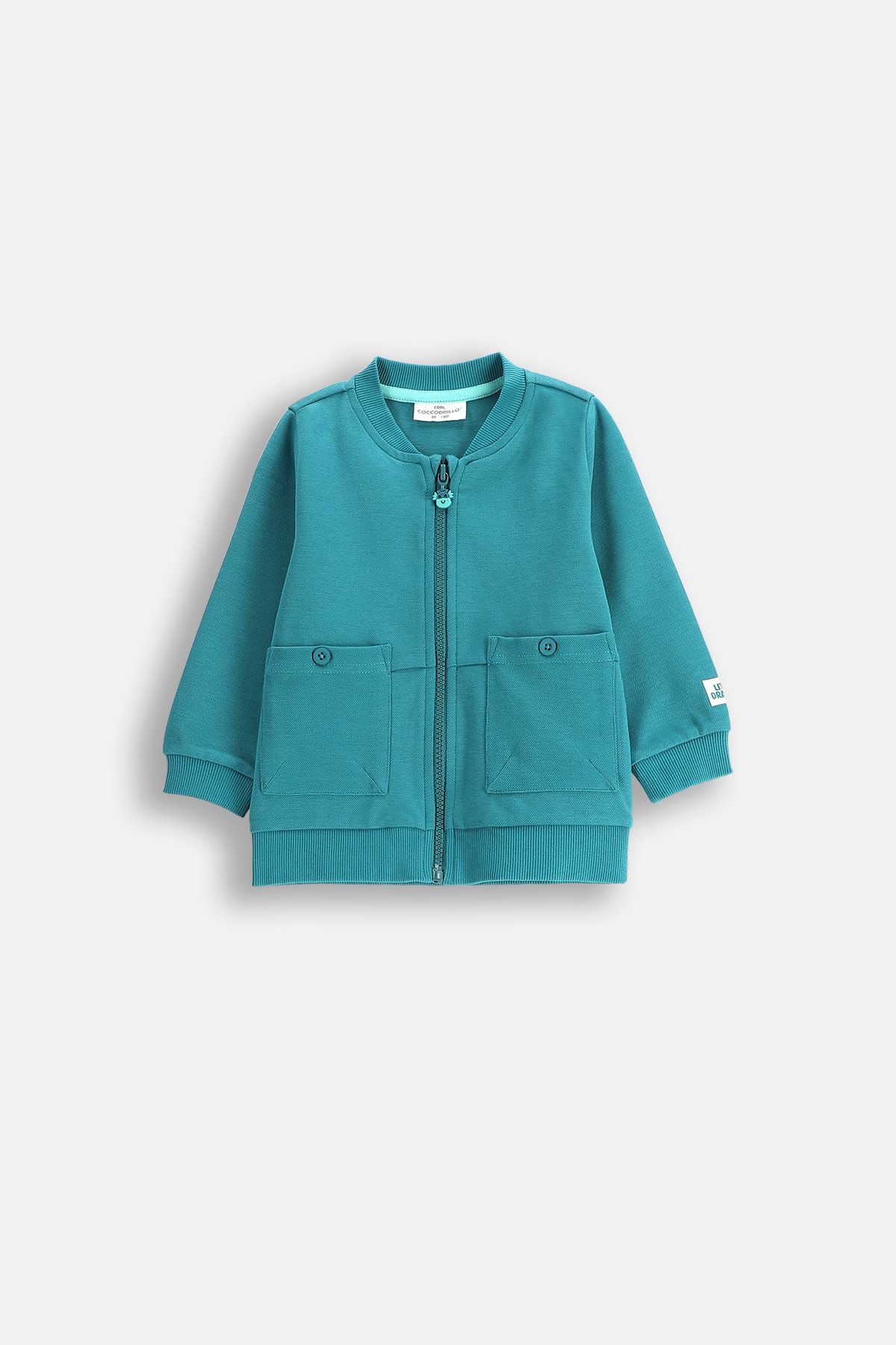 Bluza rozpinana beżowa bez kaptura z kieszeniami - Coccodrillo