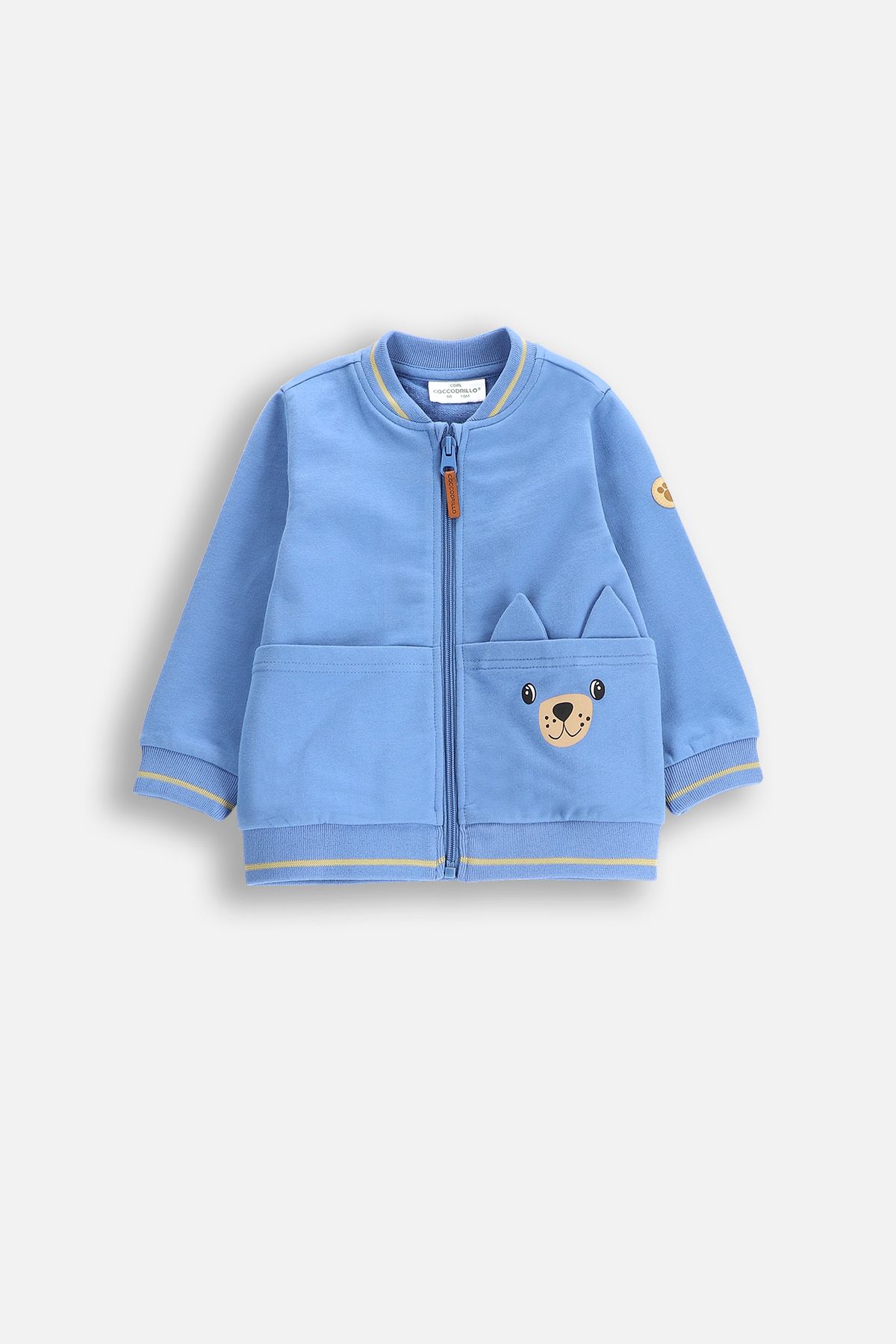 Bluza rozpinana beżowa bez kaptura z kieszeniami - Coccodrillo
