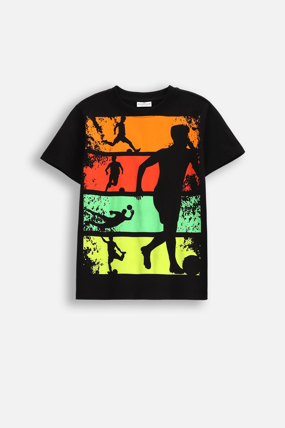 T-shirt with short sleeves Black with colorful print