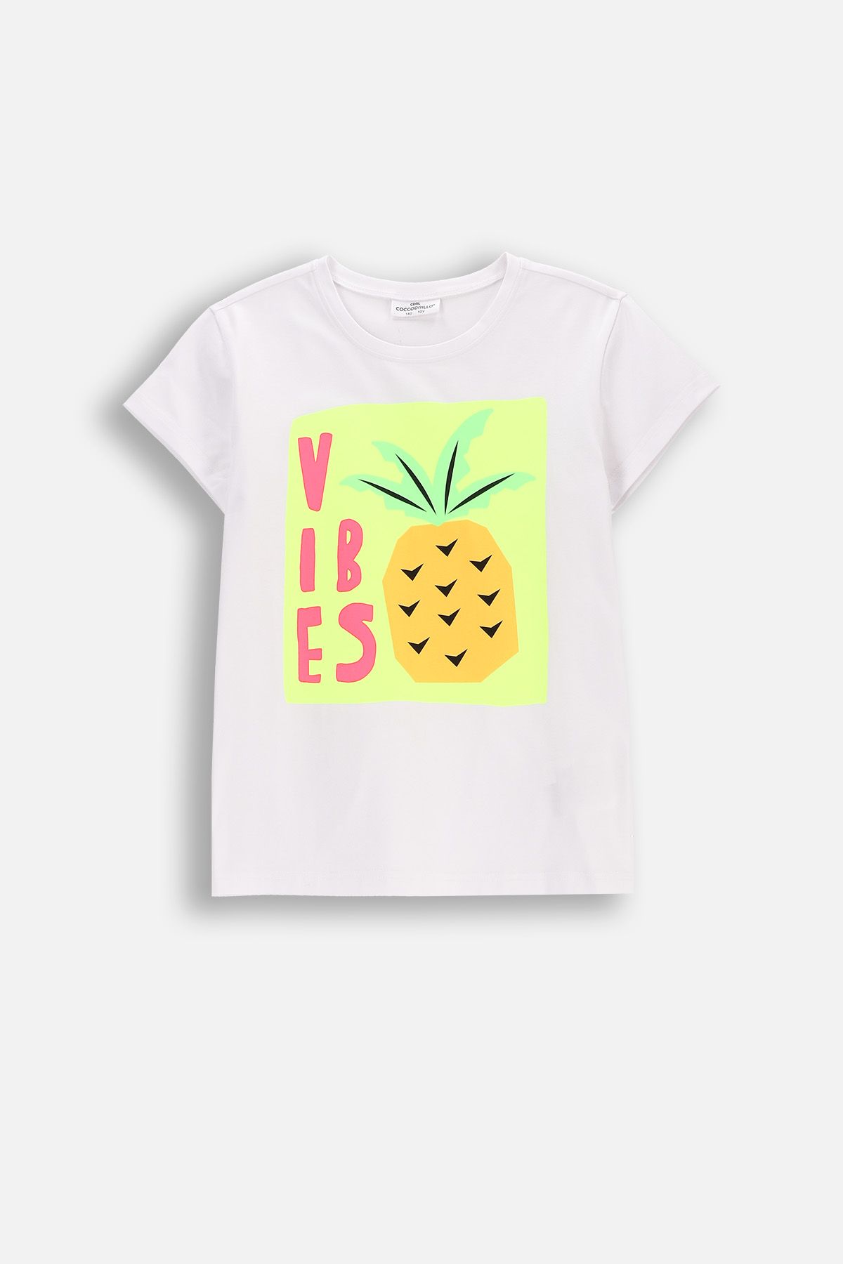 T-shirt z krótkim rękawem biały z nadrukiem ananasa na