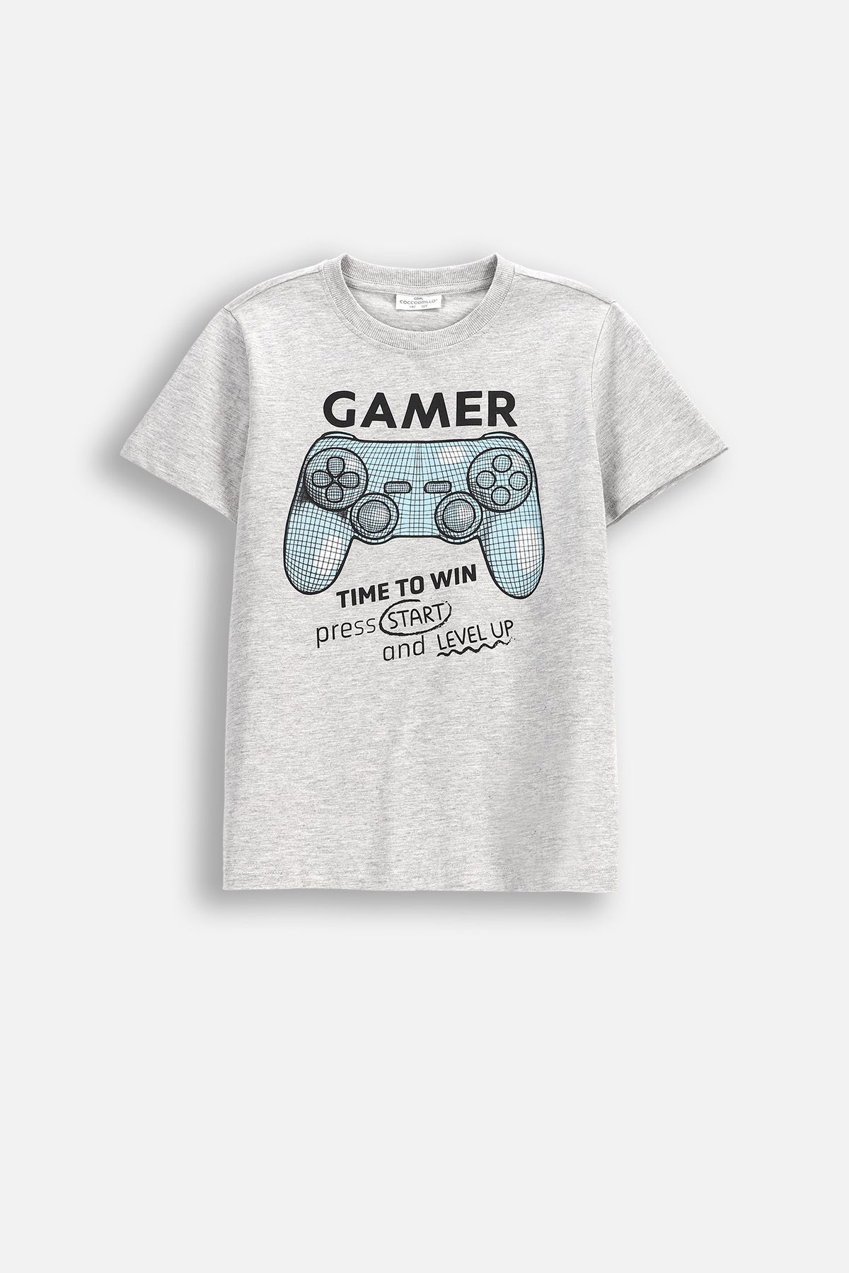 T-shirt z krótkim rękawem biały z nadrukiem gamerskim