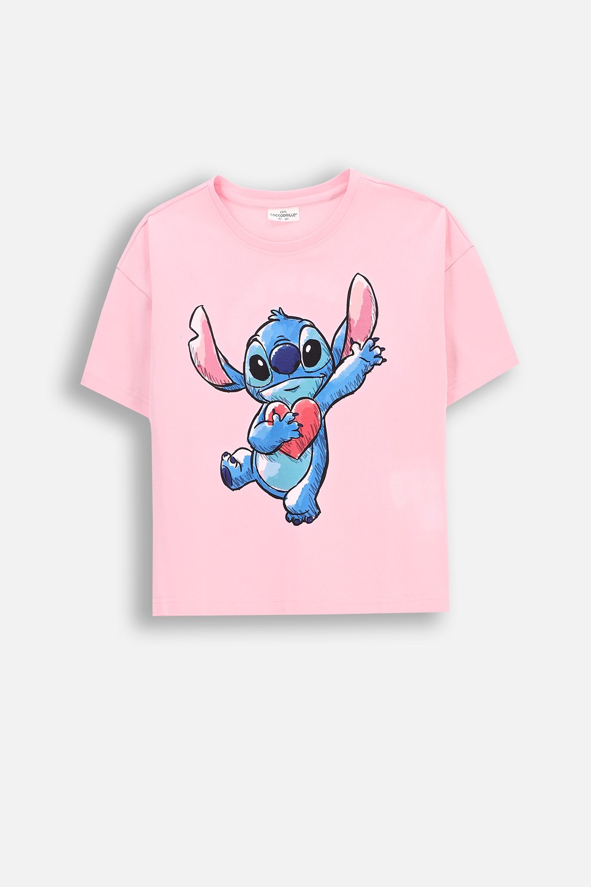 LiLi&LuLu　　0206 T-shirt z krótkim rękawem różowy rop top z nadrukiem na