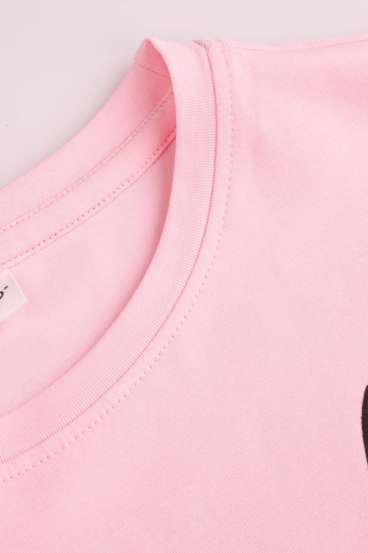 T-shirt z krótkim rękawem różowy rop top z nadrukiem na