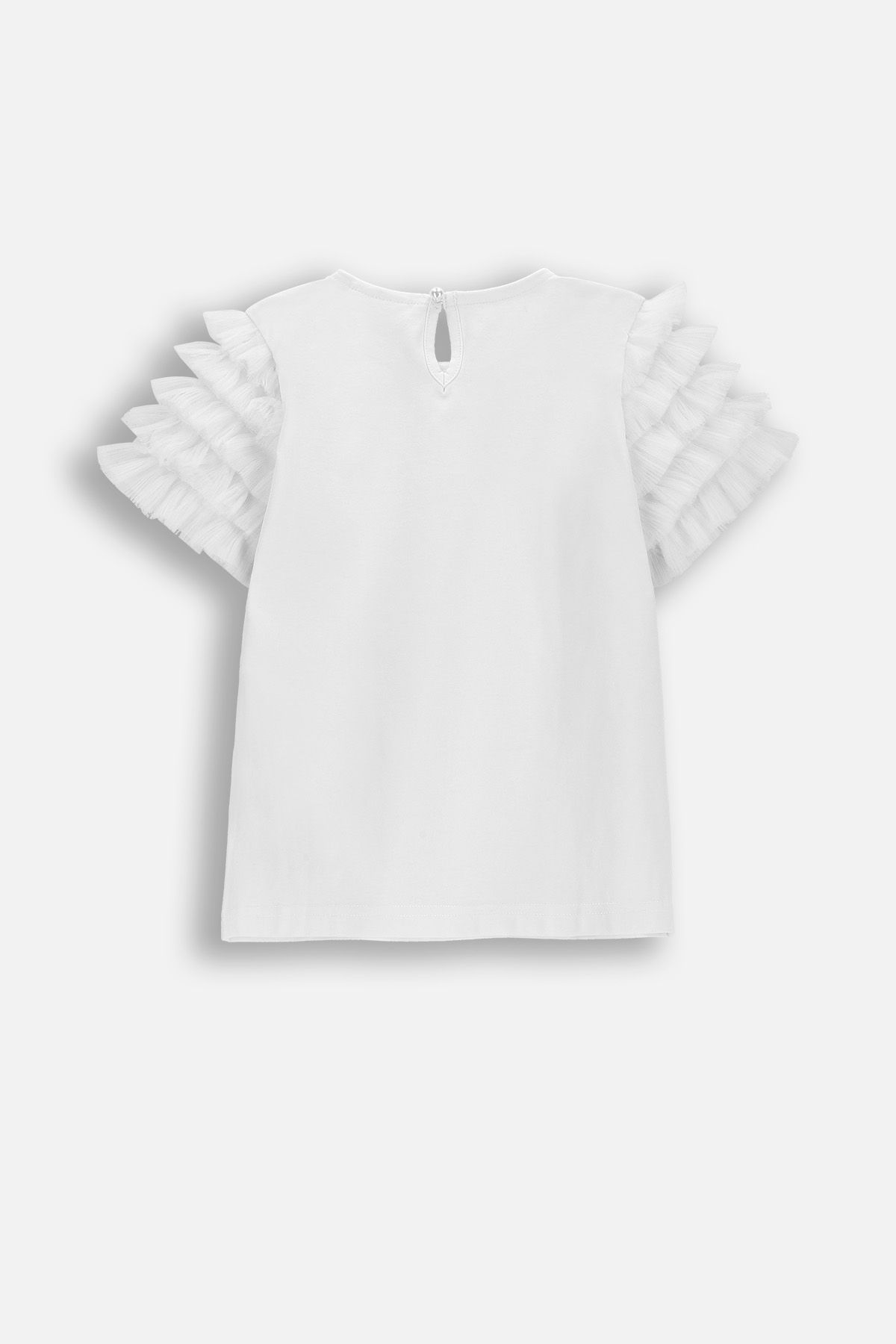 Elegant short-sleeve shirt white with tulle sleeves - Coccodrillo
