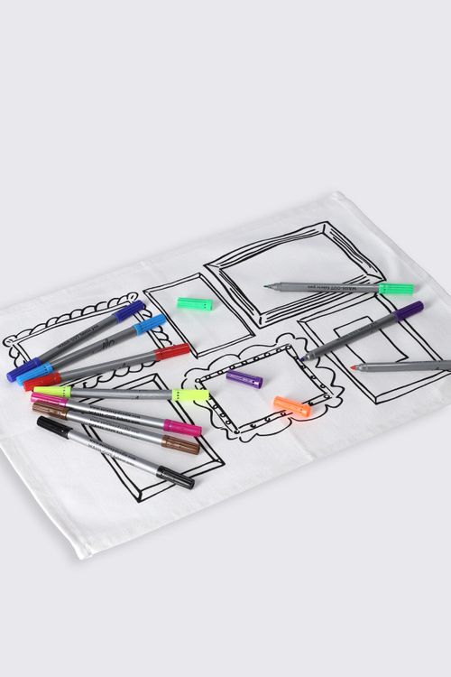 EATSLEEPDOODLE EATSLEEPDOODLE Bawełniane podkładki na stół do pokolorowania Ramki 4 szt. rozmiar ONE SIZE kolor wielokolorowy dla Dziecka