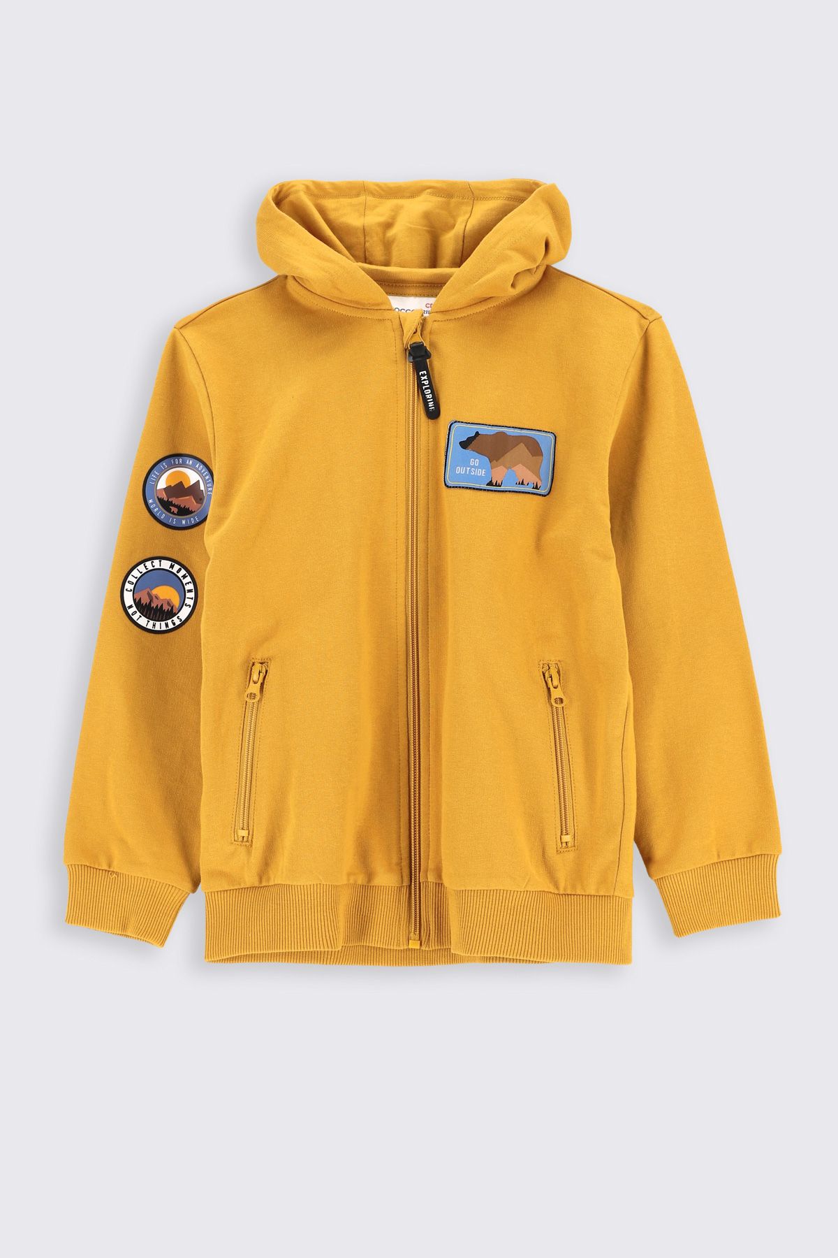 Zipped sweatshirt honey with hood and pockets - Coccodrillo