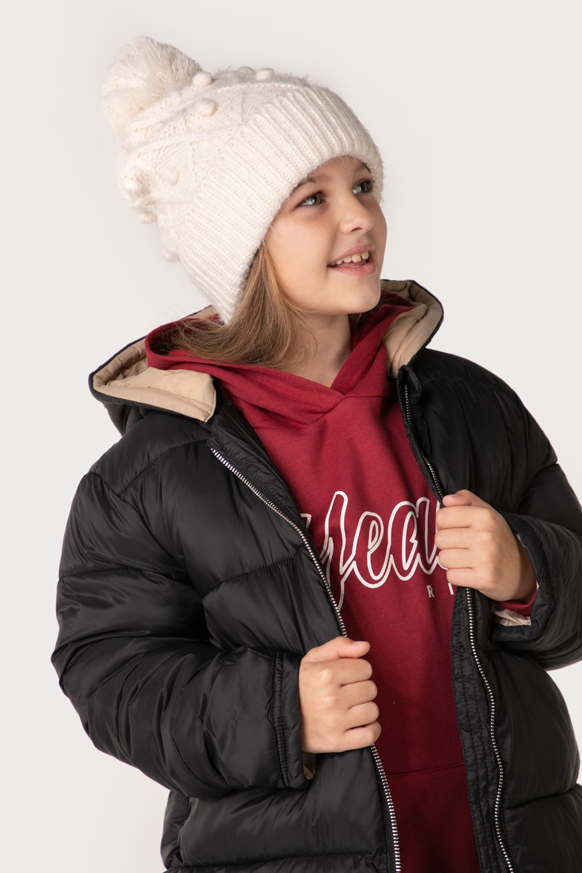 Płaszcz zimowy czarny z kapturem - Coccodrillo