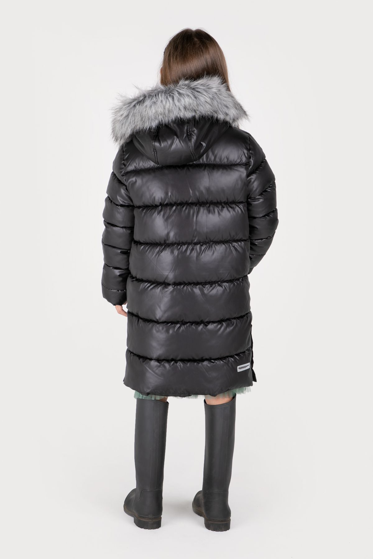 Płaszcz zimowy czarny z kapturem - Coccodrillo