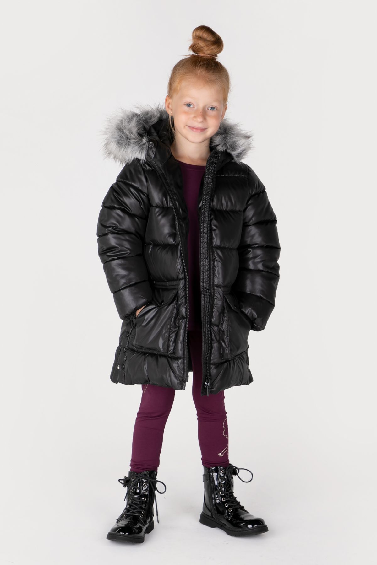 Płaszcz zimowy czarny z kapturem - Coccodrillo