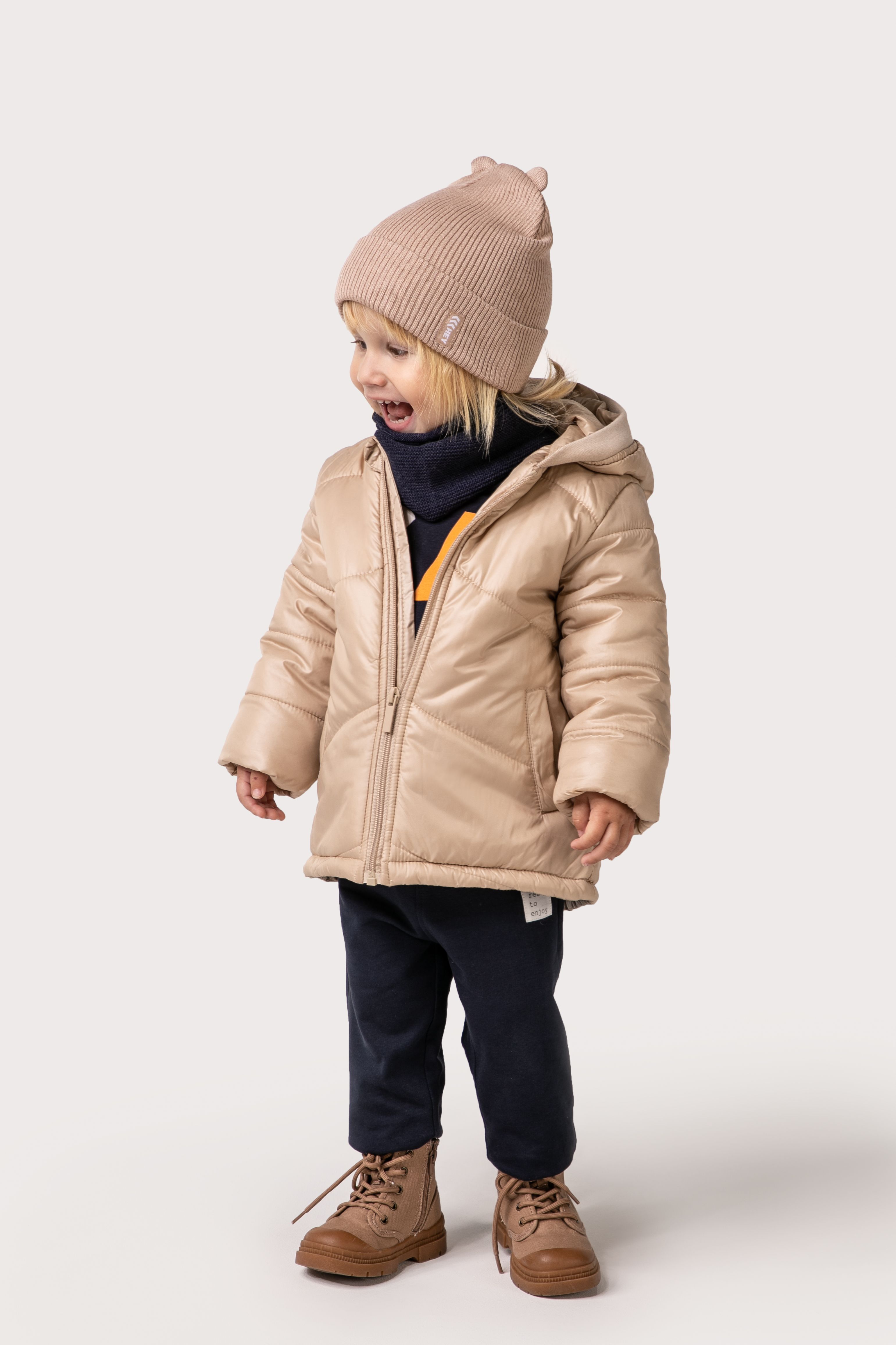 Kurtka zimowa beżowa z kapturem - Coccodrillo