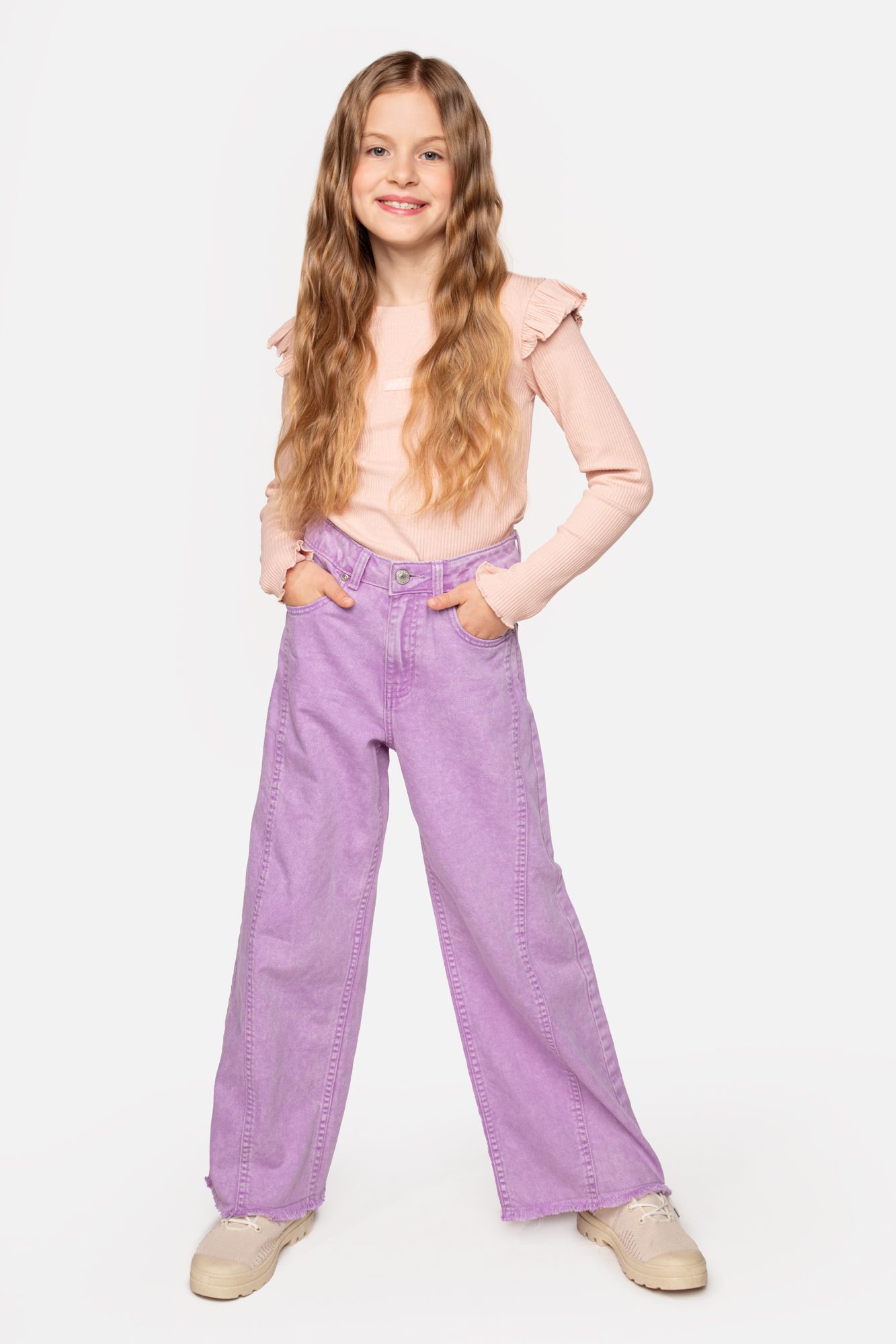 【WONDER WONDER】Minty Rose Patch Brushed Wide Denim Pants Wide leg – wonderjeans official shop