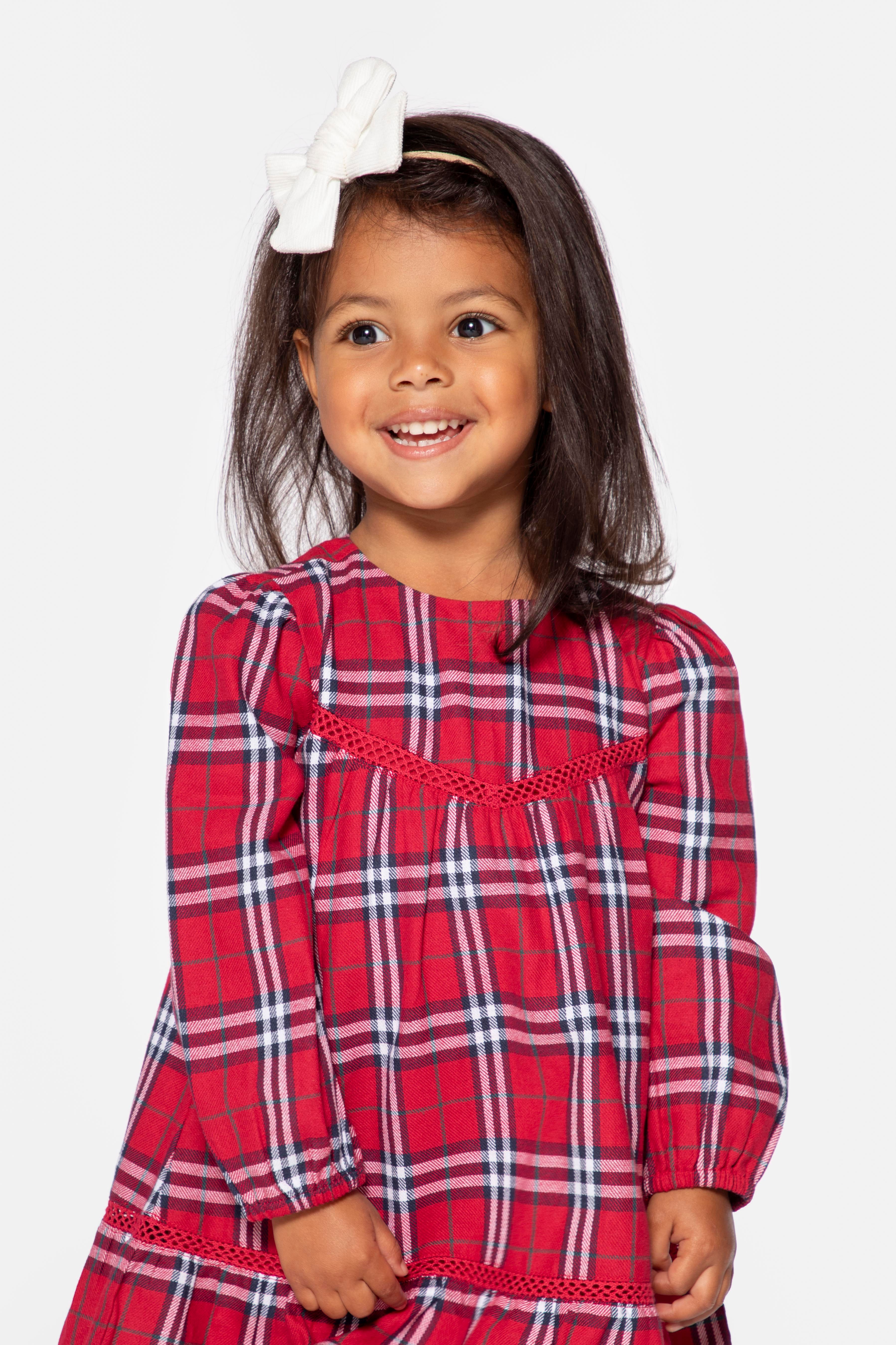 Sukienka tkaninowa czerwona rozkloszowana w kratkę - Coccodrillo