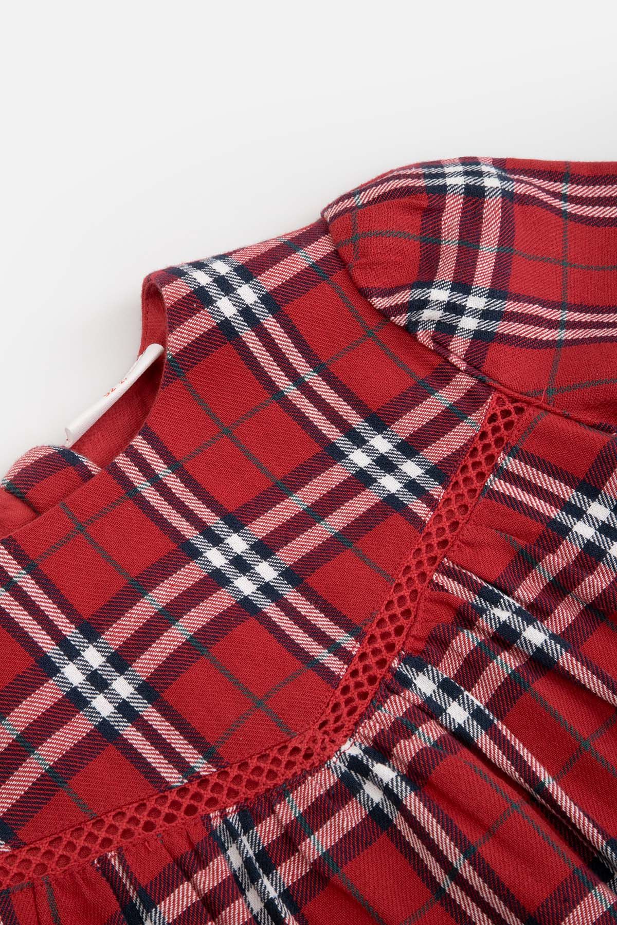 Sukienka tkaninowa czerwona rozkloszowana w kratkę - Coccodrillo