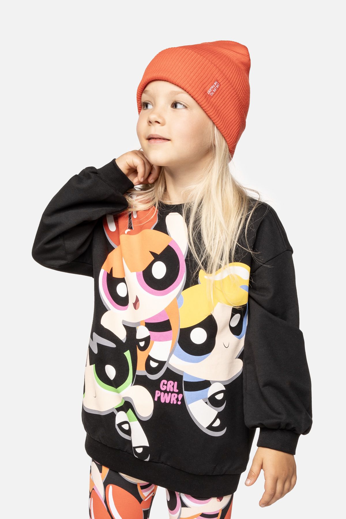 Bluza dresowa czarna z nadrukiem, licencja POWERPUFF GIRLS