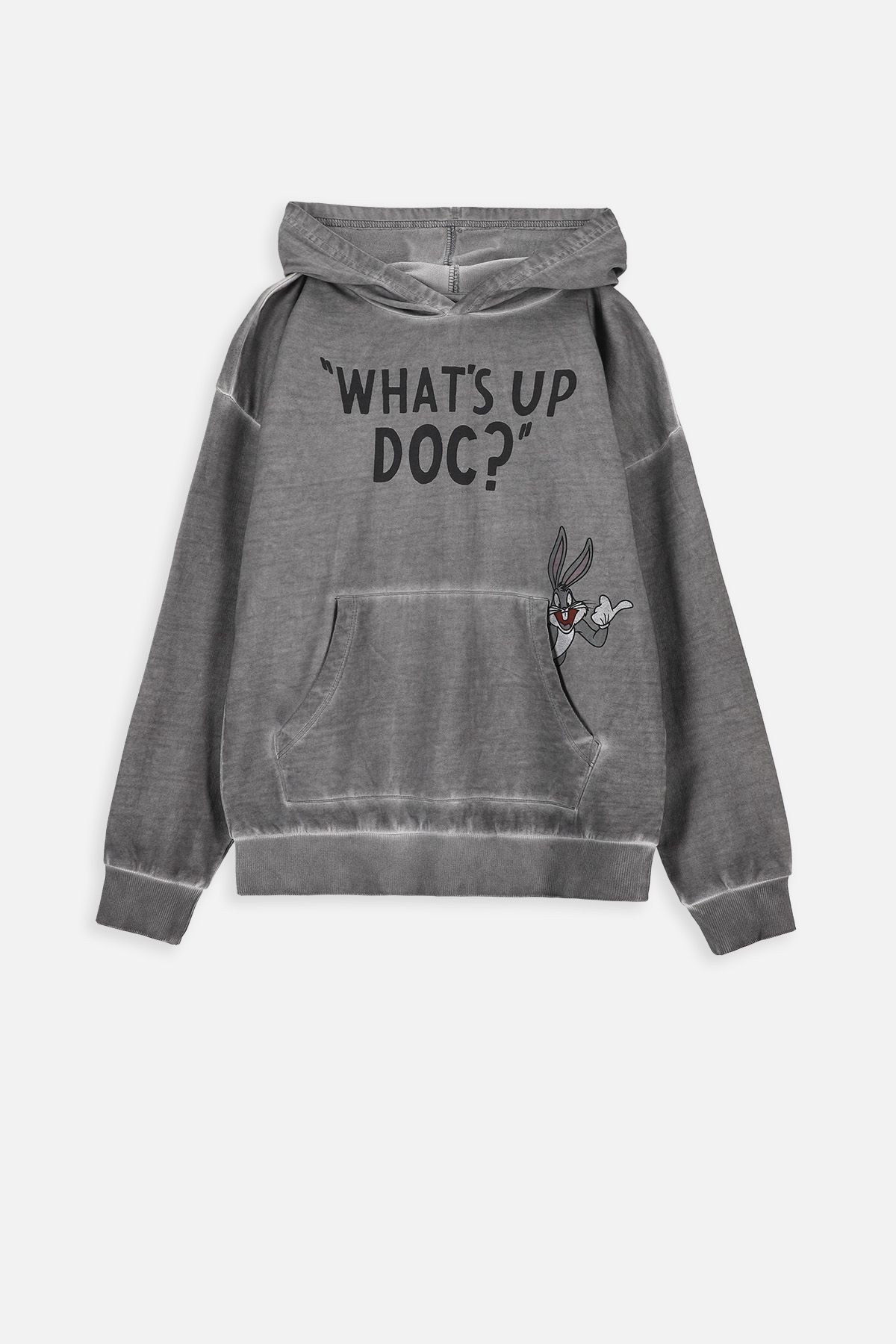 チロネイビーL Bluza dresowa szara z napisami, licencja LOONEY TUNES