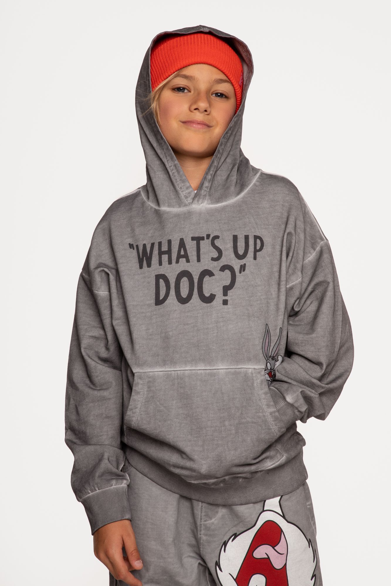 チロネイビーL Bluza dresowa szara z napisami, licencja LOONEY TUNES