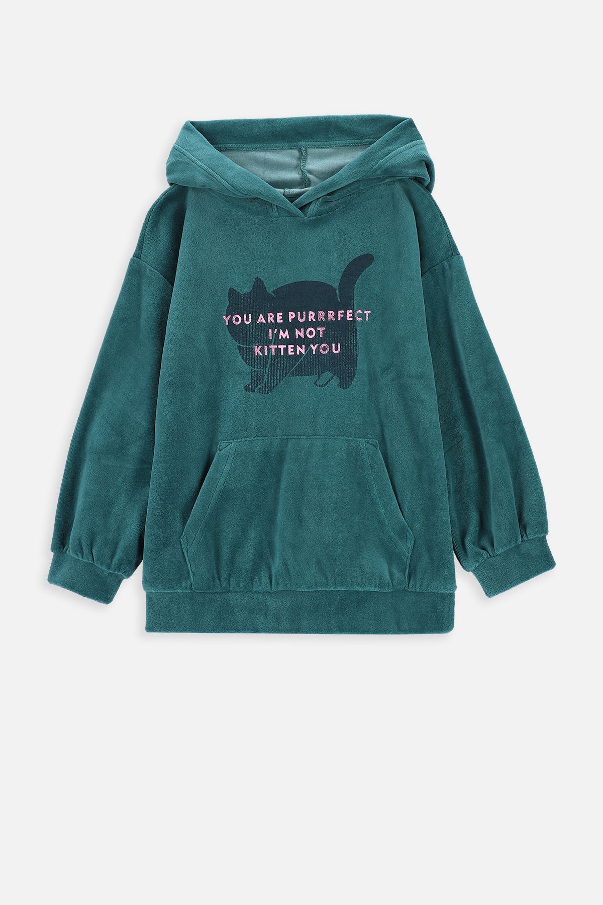 Sweatshirt green with inscriptions and hood - Coccodrillo