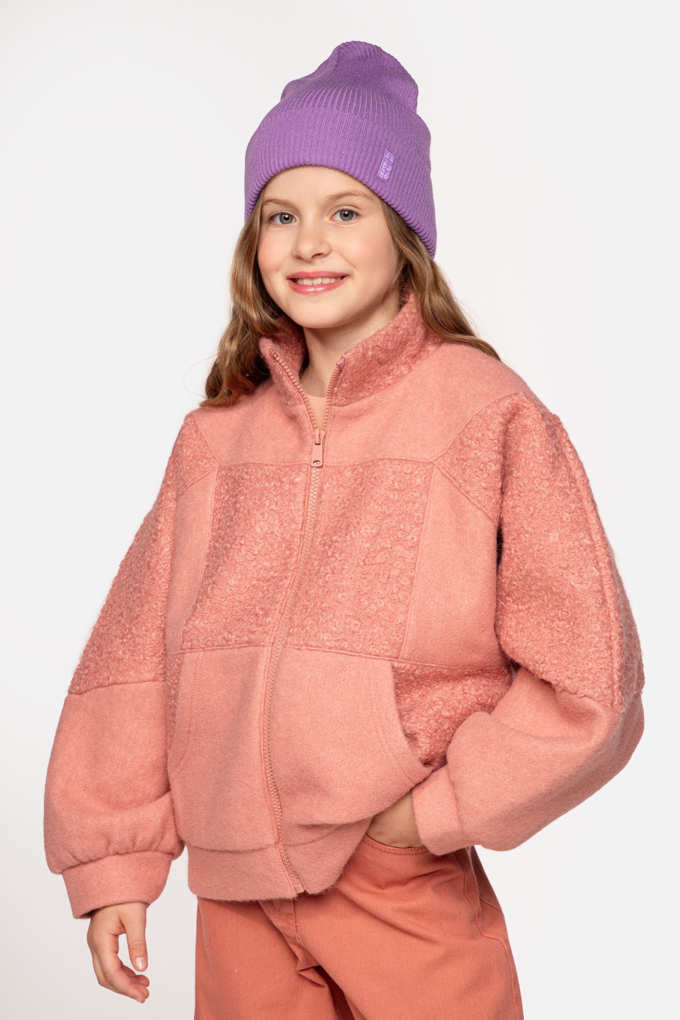 Sweatshirt powder pink insulated with pockets - Coccodrillo