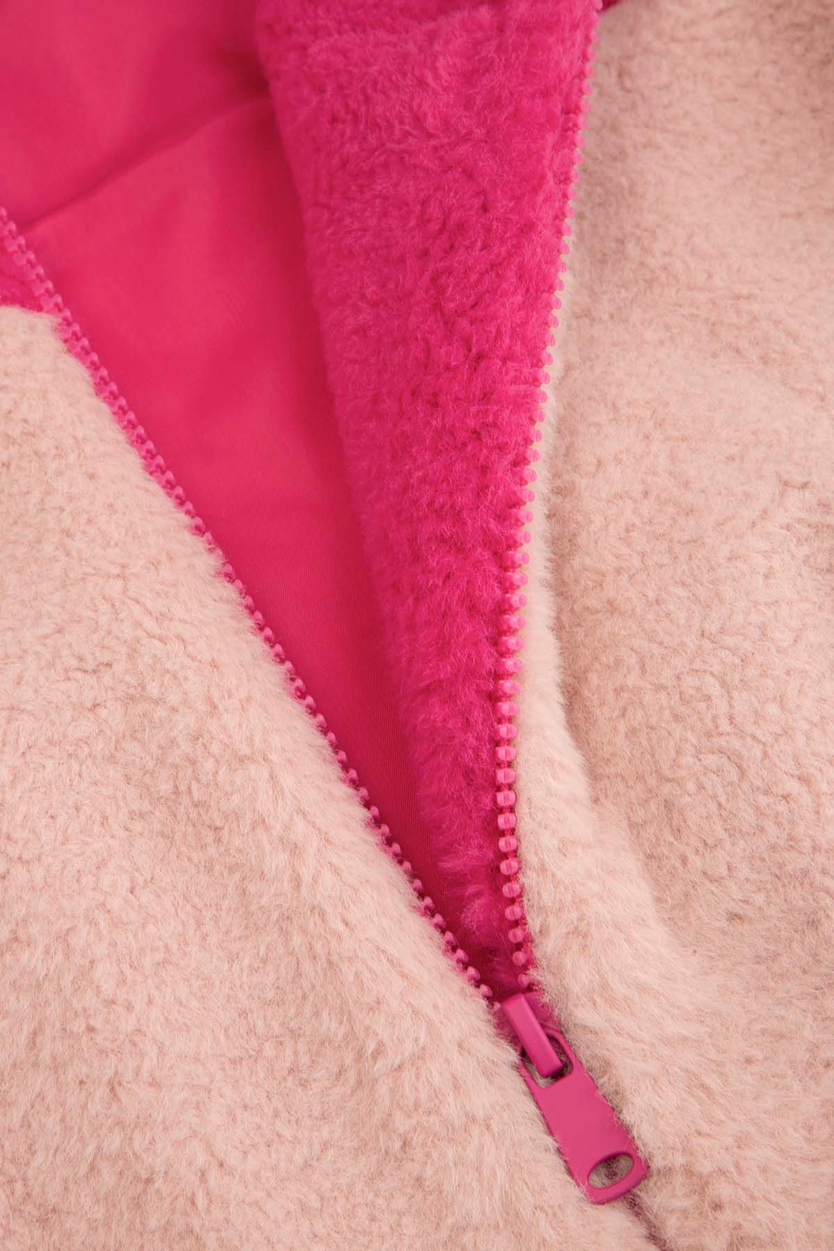 Bluza rozpinana fuksja ocieplana bez kaptura z kieszeniami