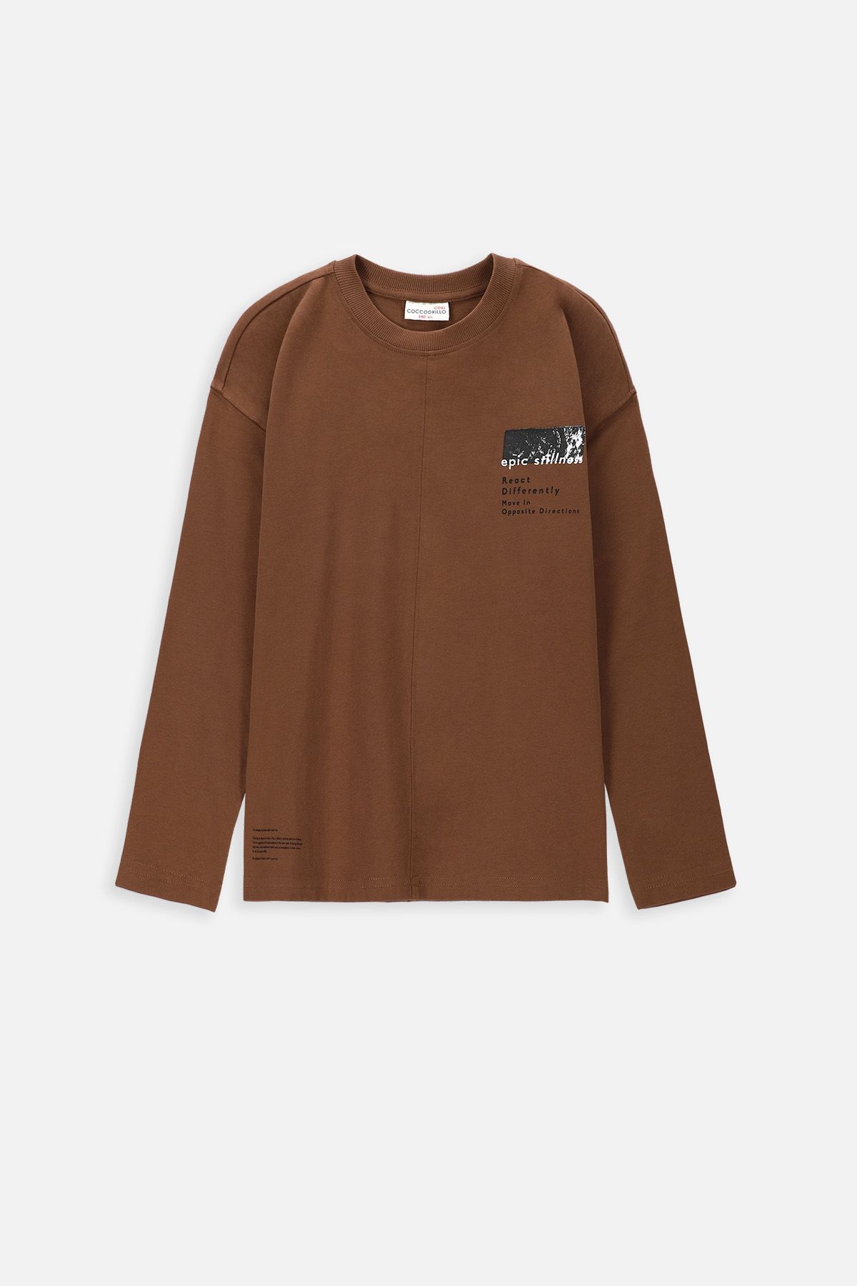 T-shirt z długim rękawem zielony z napisem na przodzie