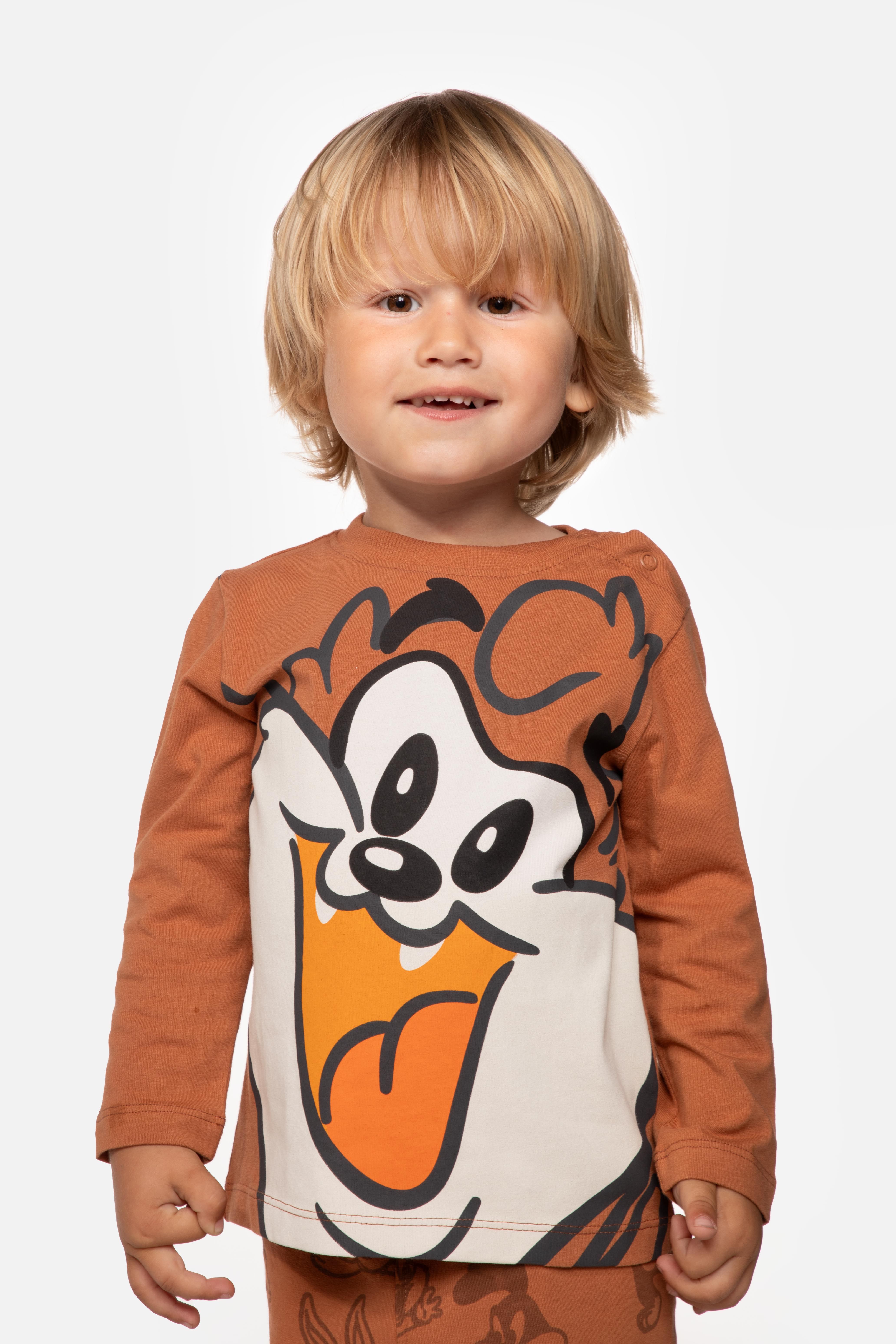 T-shirt z długim rękawem brązowy z nadrukiem, licencja