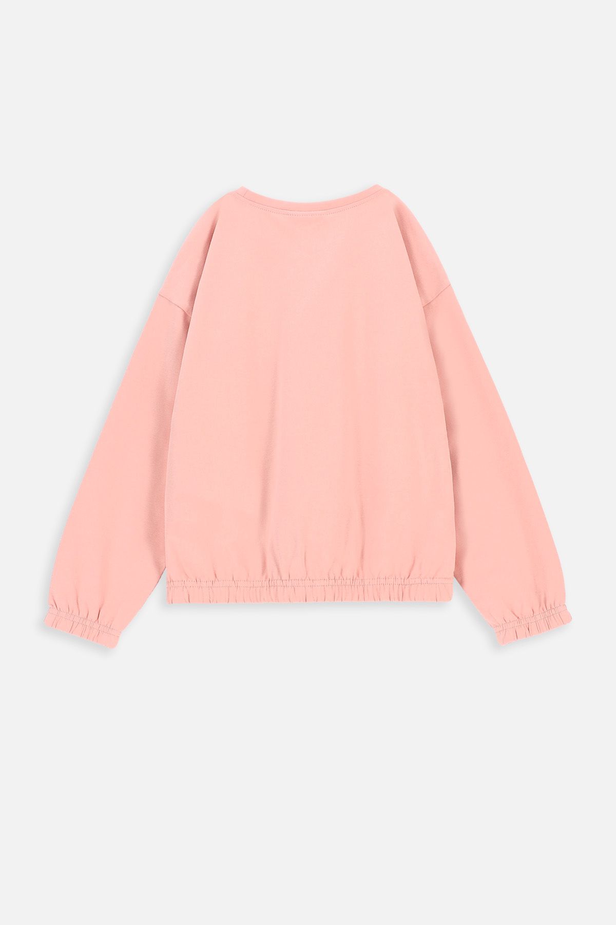 T-shirt with long sleeves powder pink with cat print