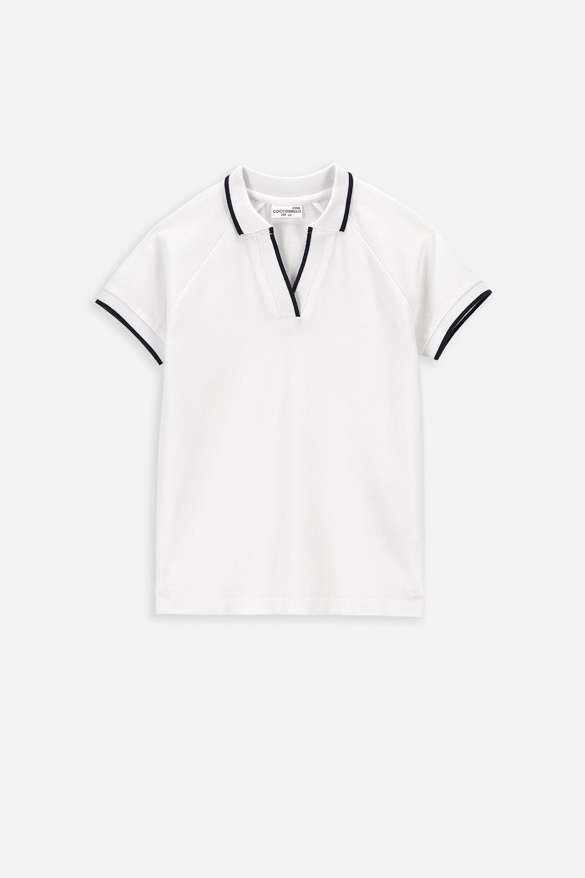 T-shirt z krótkim rękawem biały z kołnierzykiem typu polo