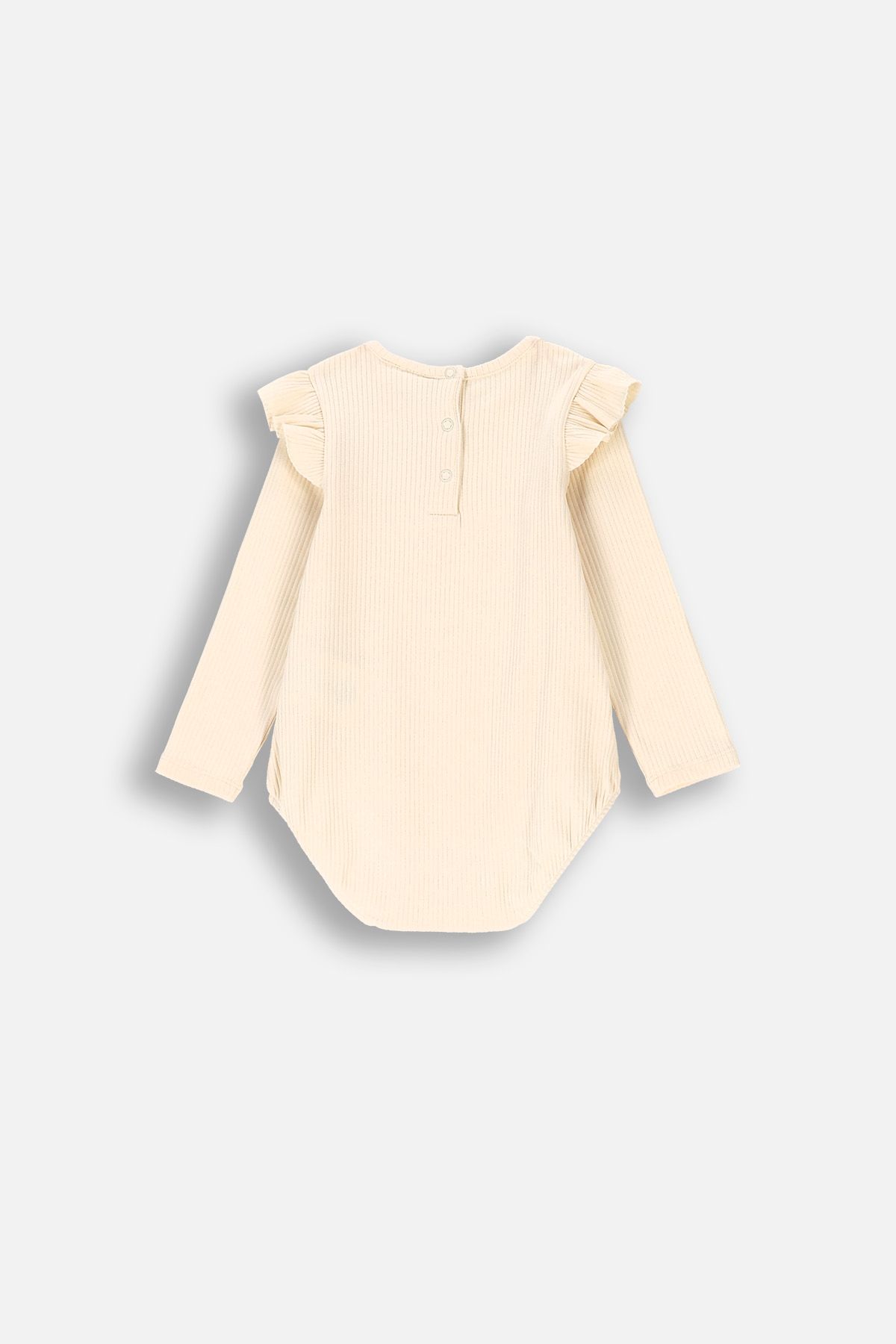 Body prążkowane z długim rękawem ecru z falbankami - Coccodrillo