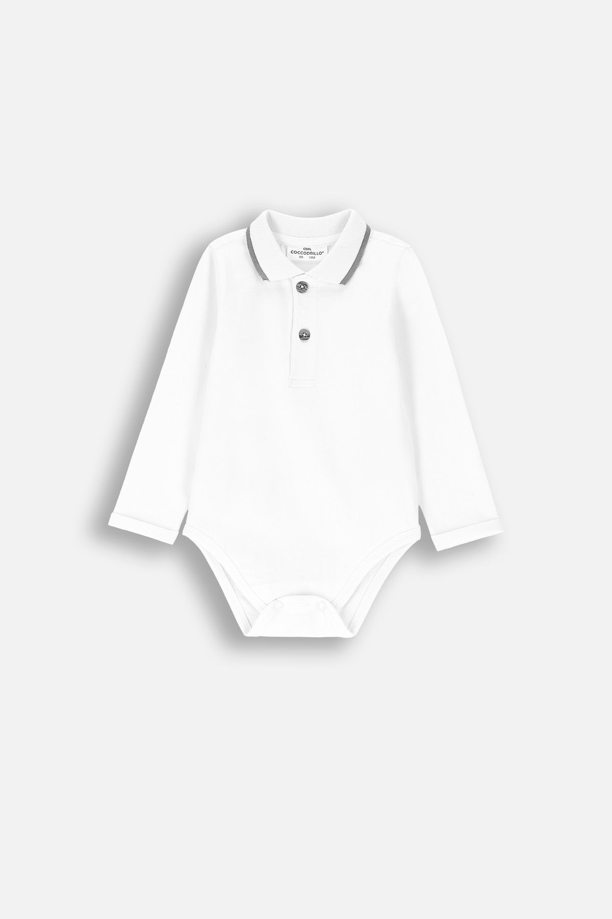 Coco pleats swimwear ホワイト Body z długim rękawem białe z kołnierzykiem typu polo