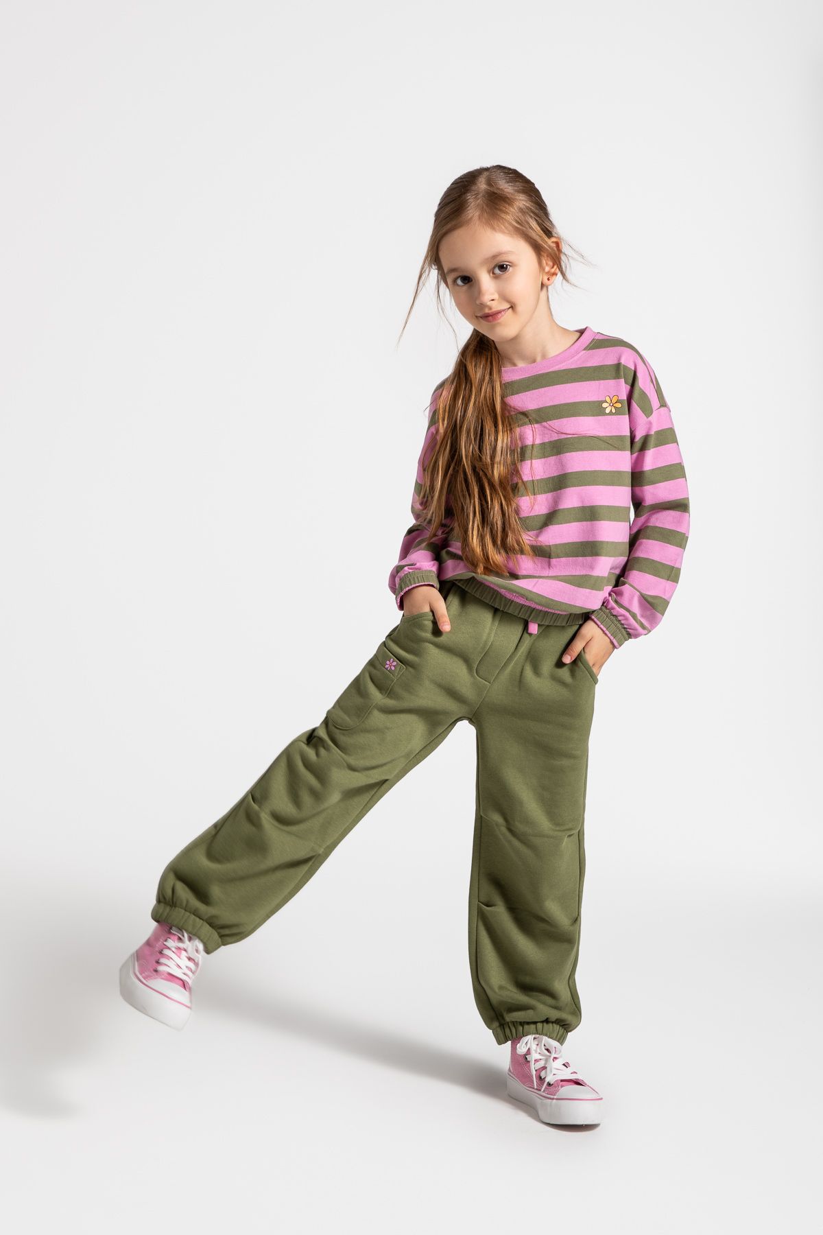 Spodnie dresowe zielone typu parachute - Coccodrillo