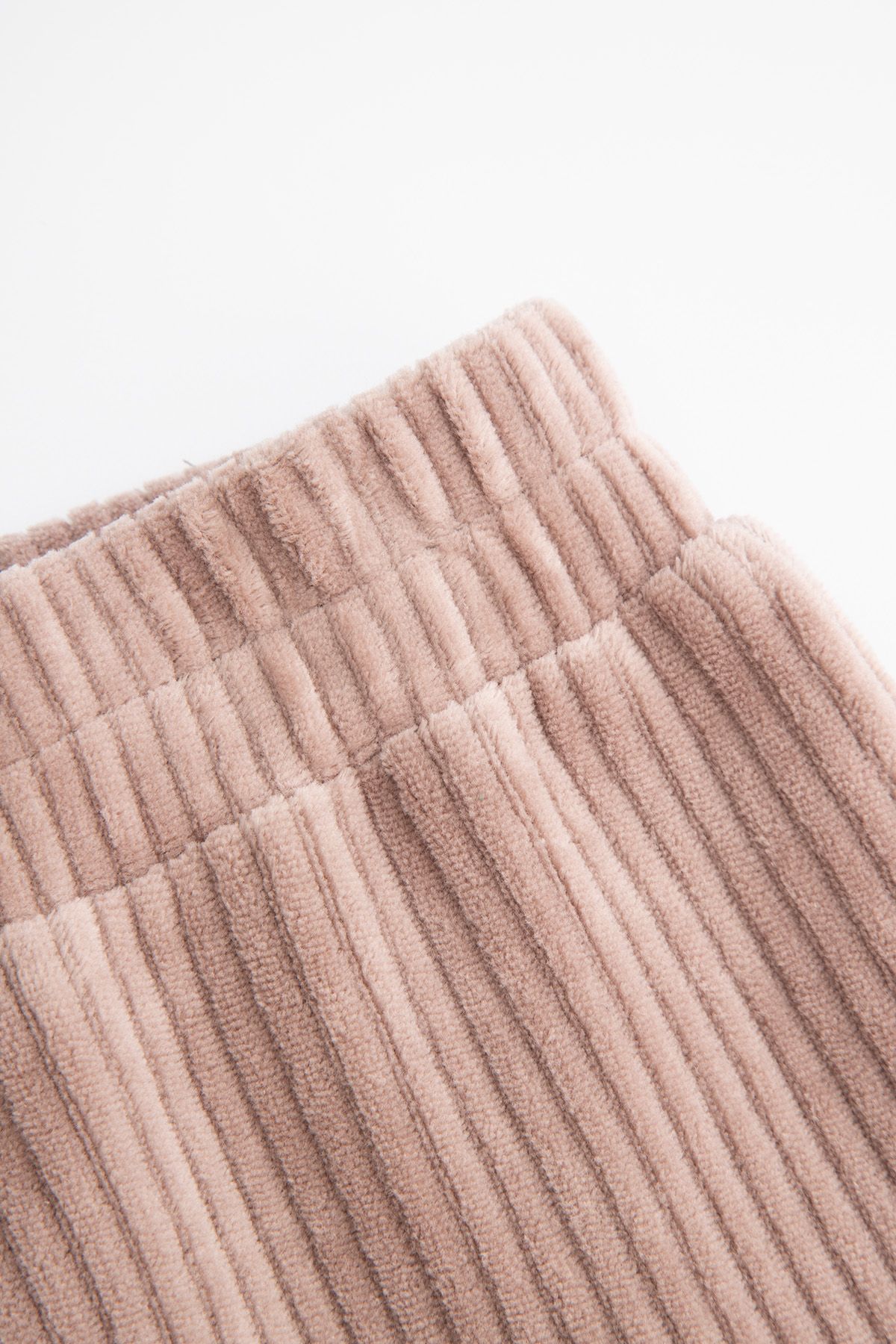 Legginsy prążkowane z długą nogawką beżowe z rozszerzaną