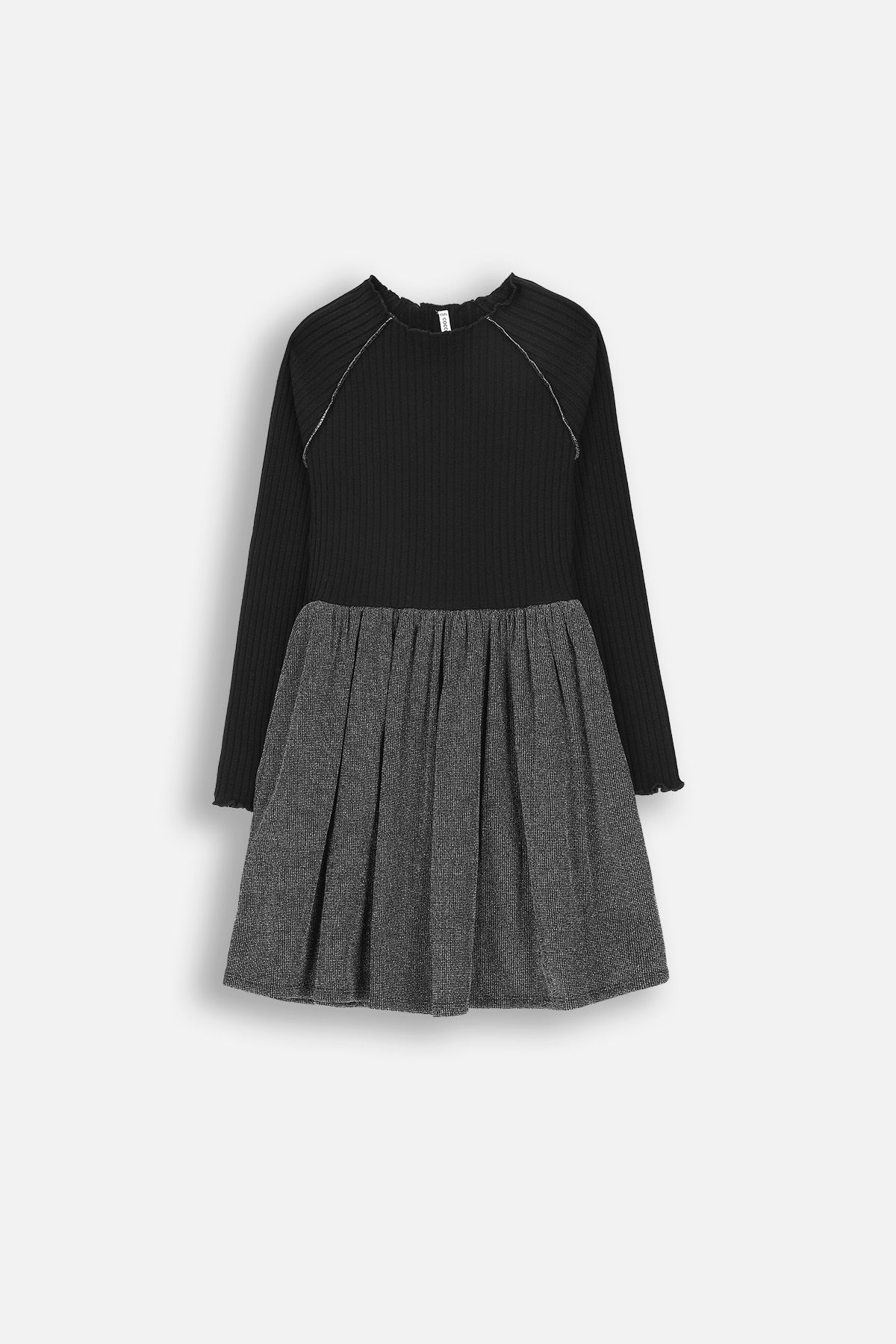 【ほのひな】 Sukienka dzianinowa czarna prążkowana z błyszczącą nitką - Coccodrillo