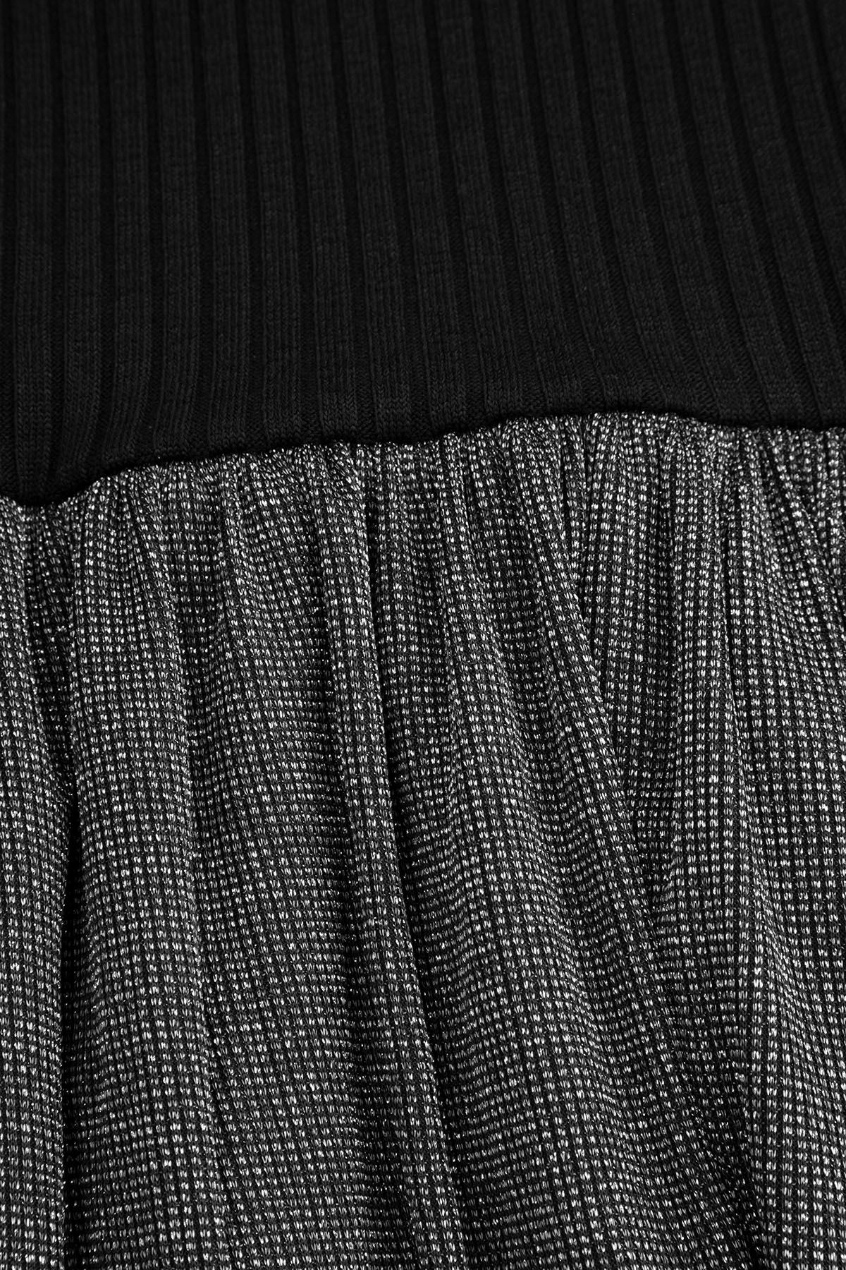 Sukienka dzianinowa czarna prążkowana z błyszczącą nitką - Coccodrillo