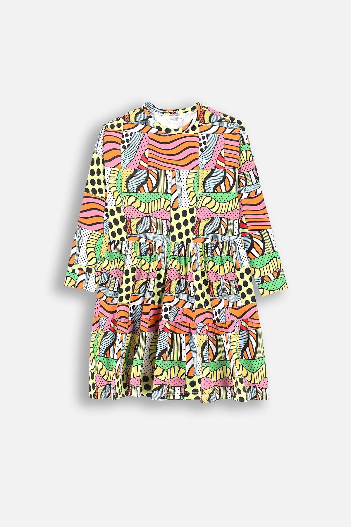 Sukienka dzianinowa wielokolorowa z nadrukiem na całości