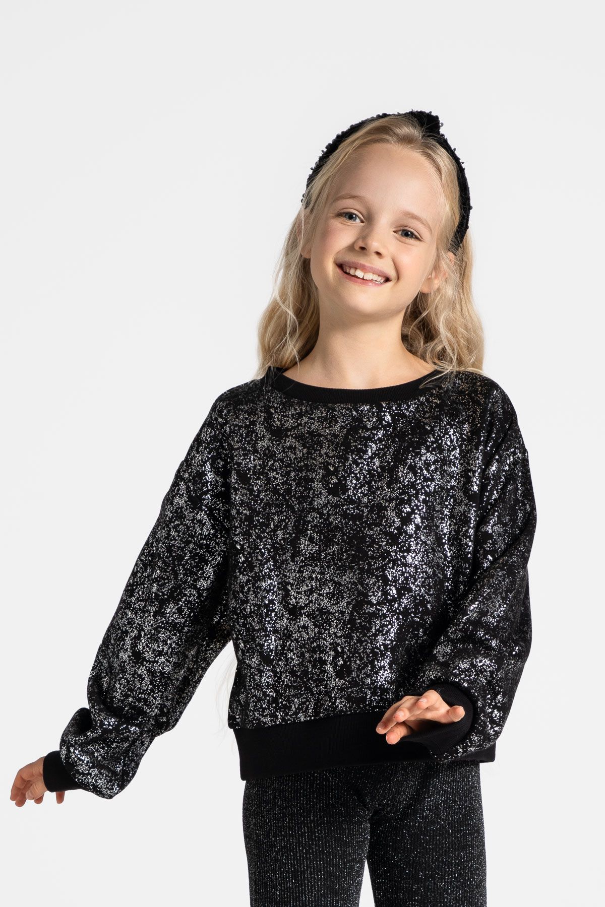 Sweatshirt black without hood shiny - Coccodrillo