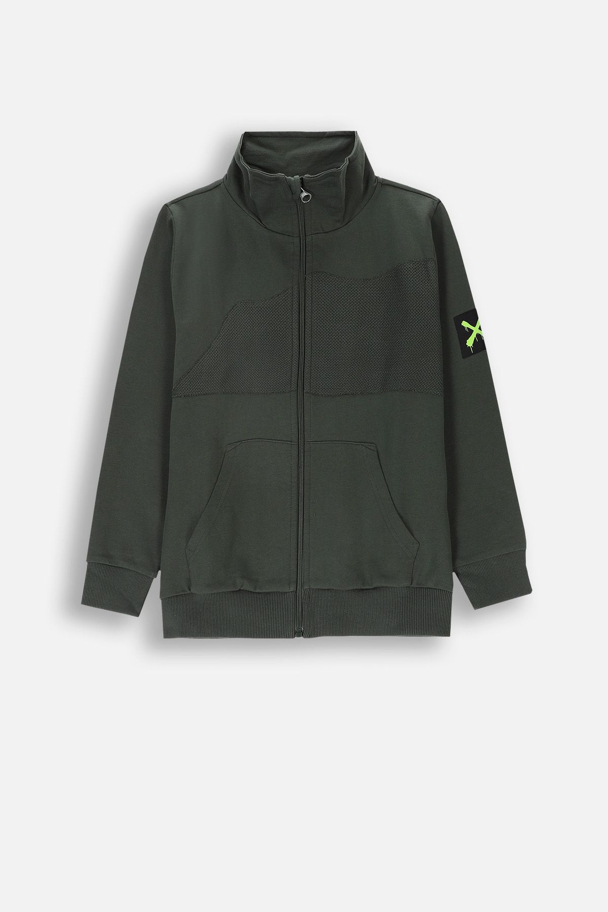 Bluza rozpinana wielokolorowa z kapturem i nadrukiem na