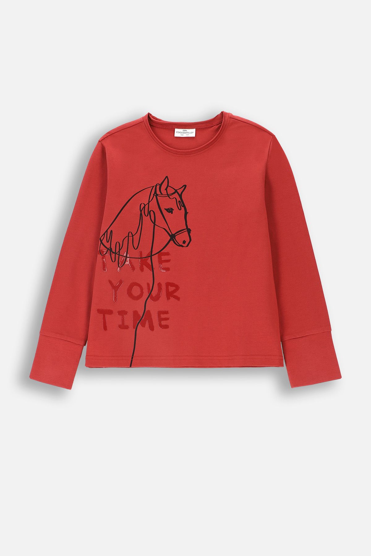 T-shirt z długim rękawem pudrowy róż z nadrukiem - Coccodrillo