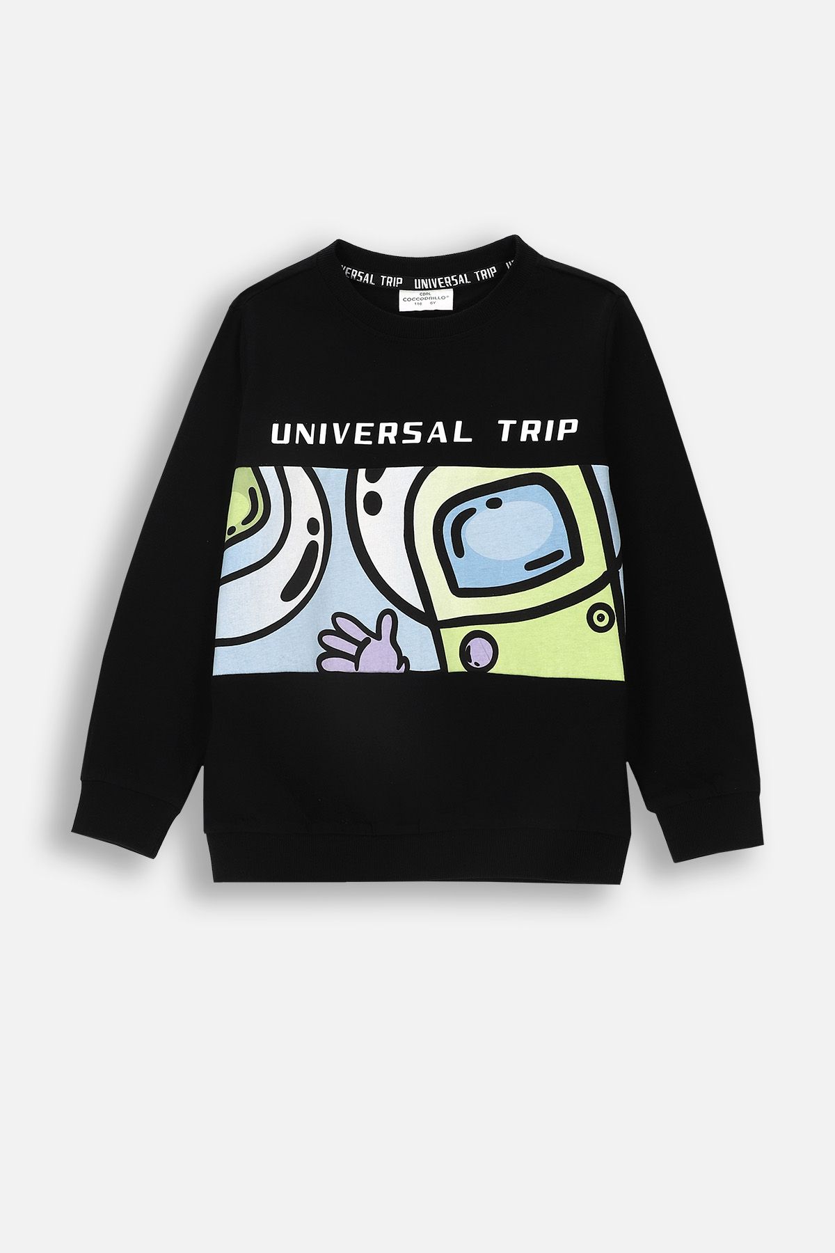 Long-sleeved T-shirt black with print on the front - Coccodrillo